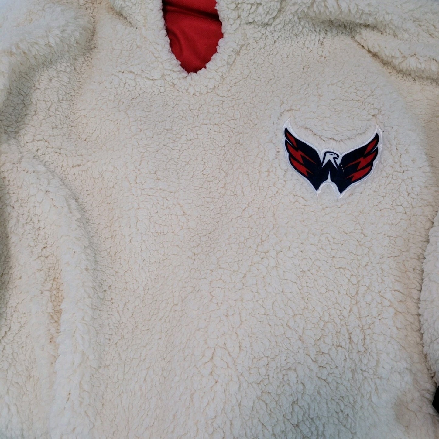 NHL Red Washington Capitals Hockey Soft Sherpa Reversible Oversized Hoodie O/S