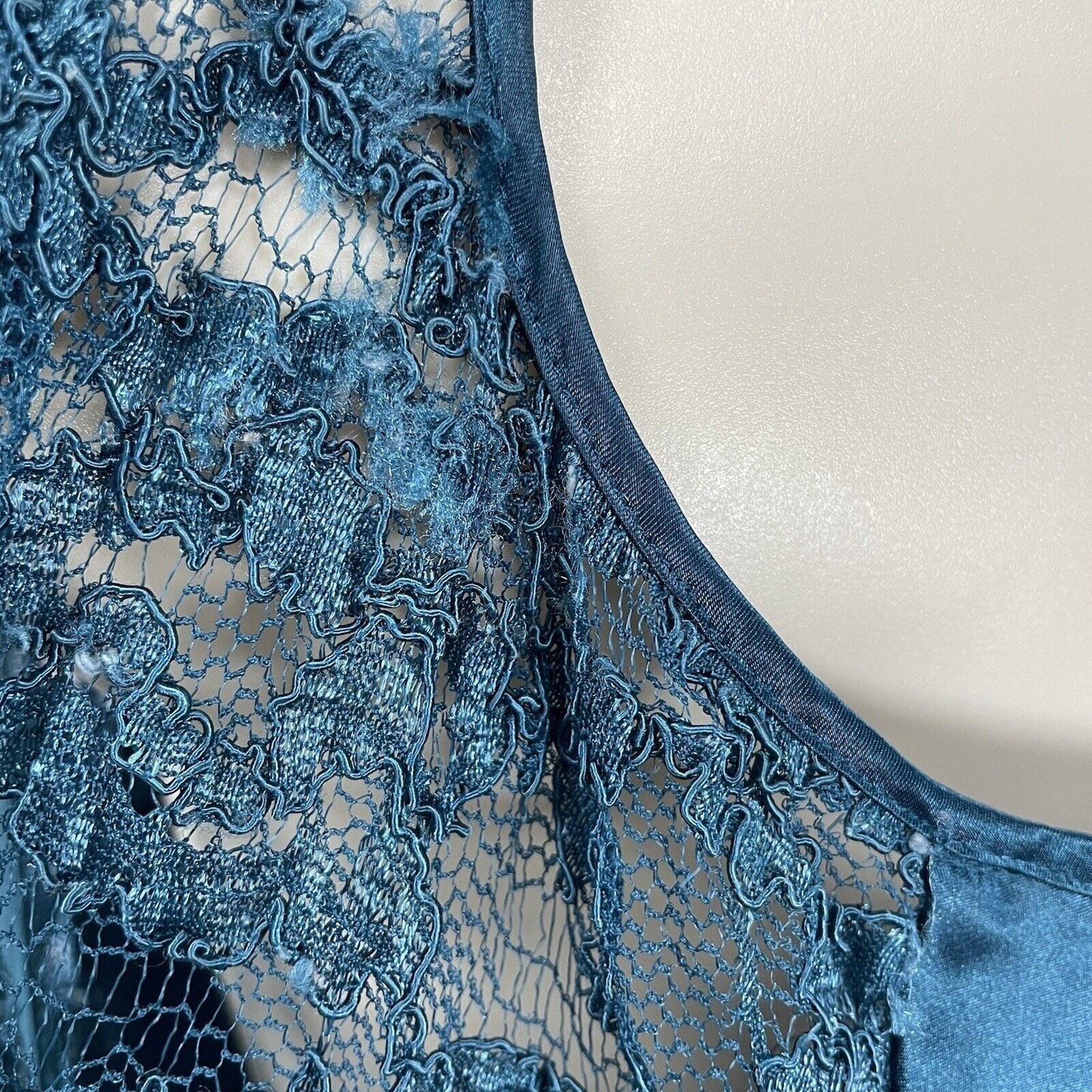 VTG Victoria’s Secret Gold Lable Blue Silky Lace Sleep Dress Lingerie Size M