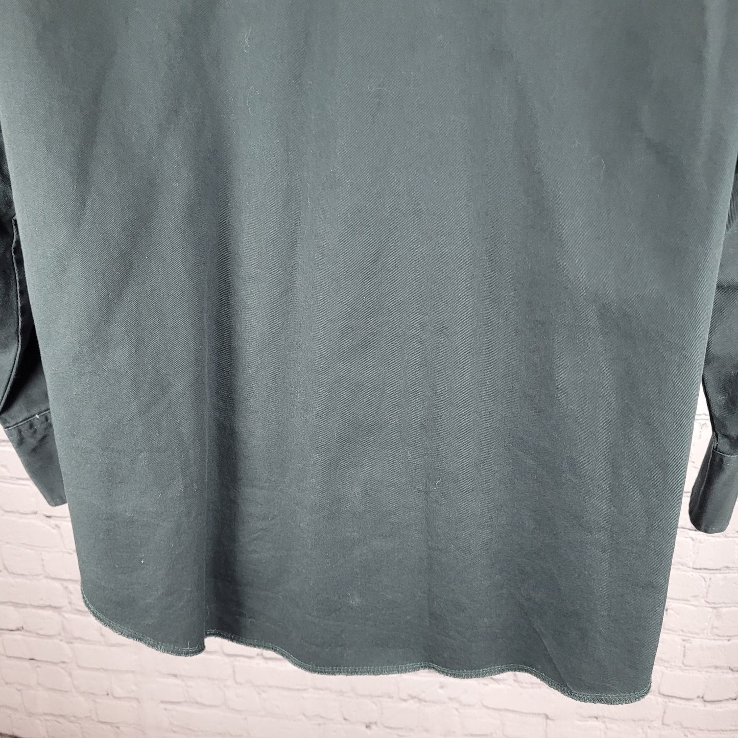 VTG Wrangler Dark Green Heavy Cotton Western Pearl Snap Long Sleeve Shirt XL