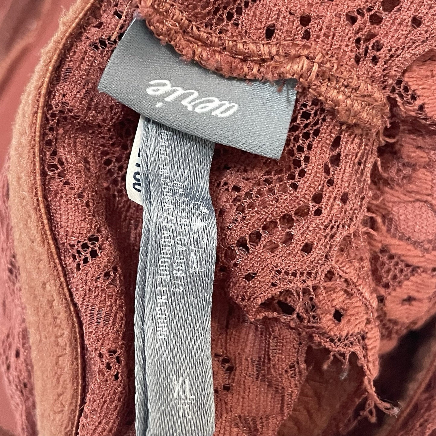 Aerie Muted Red Floral Lace Padded Racerback Lightweight Bralette Size XL