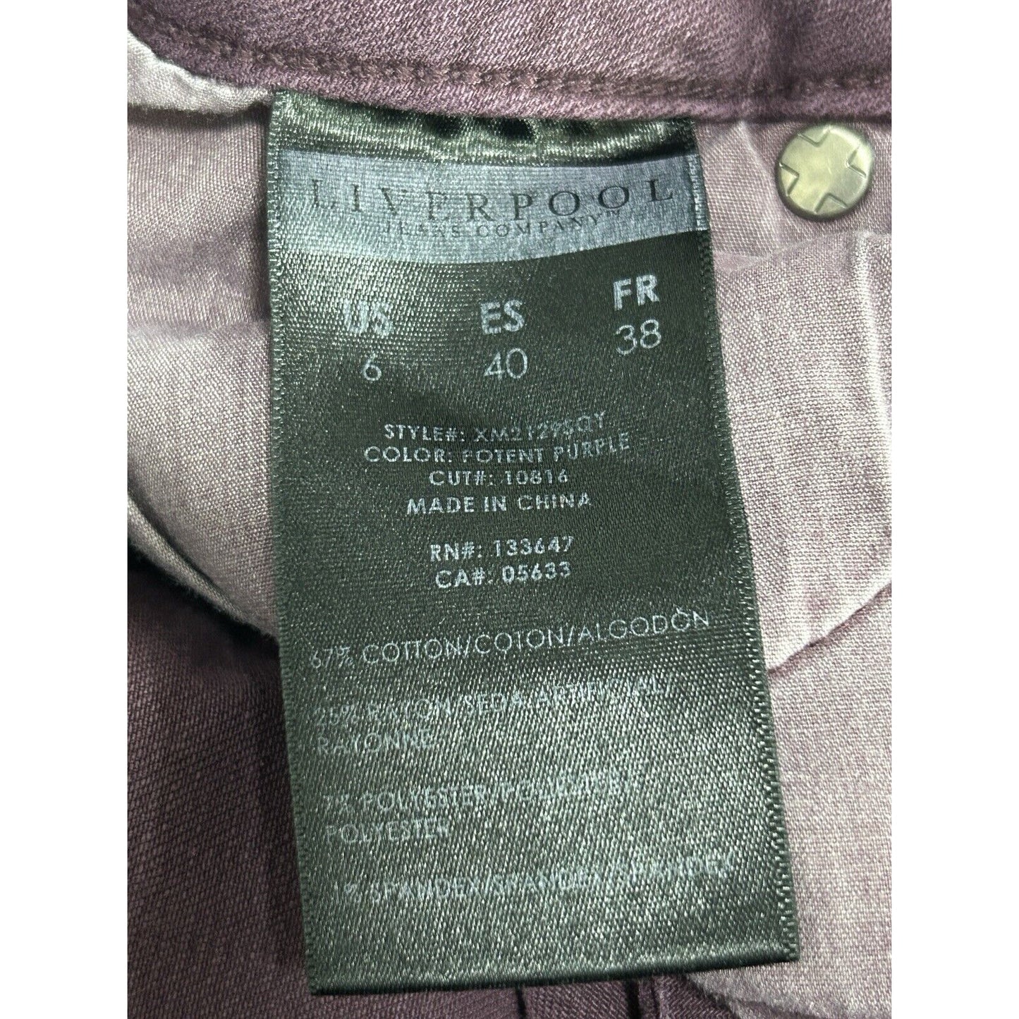 Liverpool The Skinny Purple Dark Wash Mid Rise Jeans Size 6 (28X27)