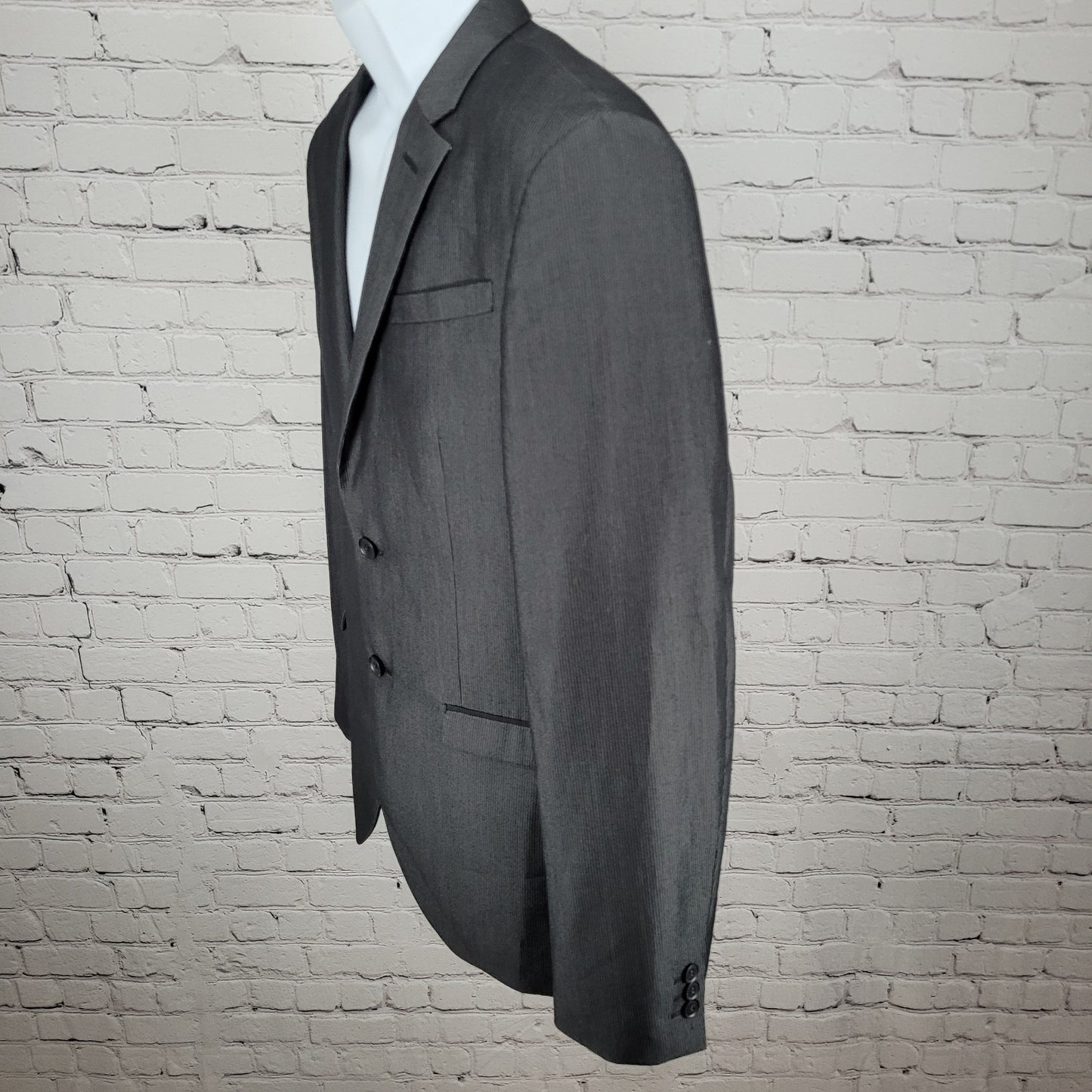 Altamoda Grey Pinstriped Slim Fit 2 Button Notch Blazer Sport Coat Size 40L