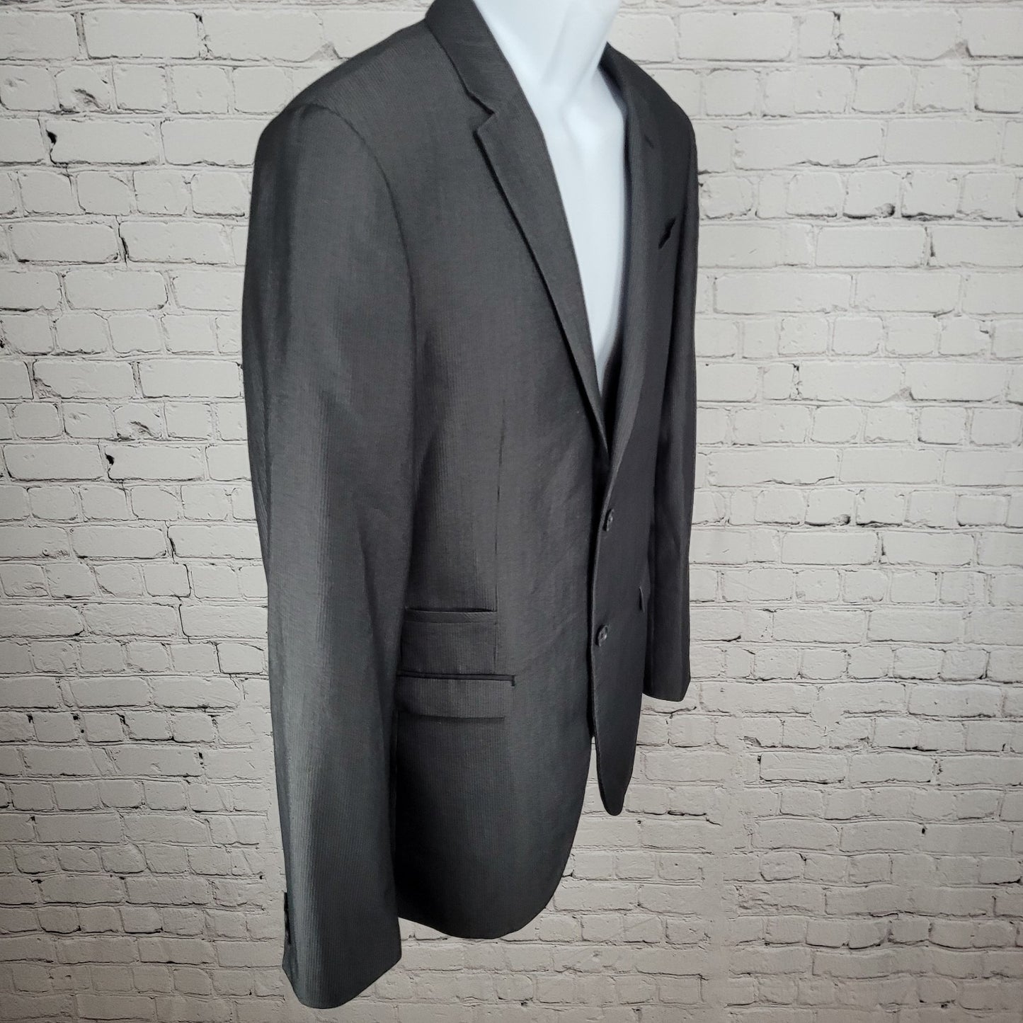 Altamoda Grey Pinstriped Slim Fit 2 Button Notch Blazer Sport Coat Size 40L