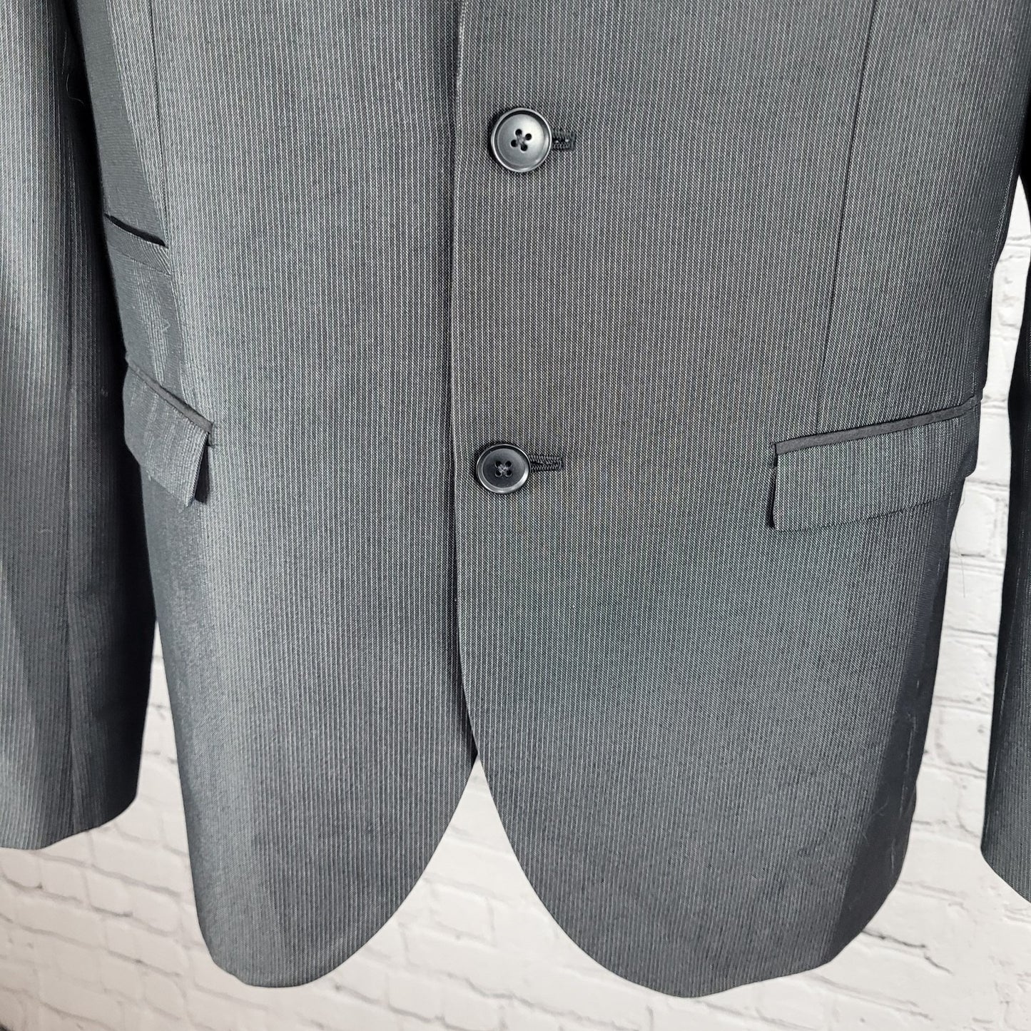 Altamoda Grey Pinstriped Slim Fit 2 Button Notch Blazer Sport Coat Size 40L