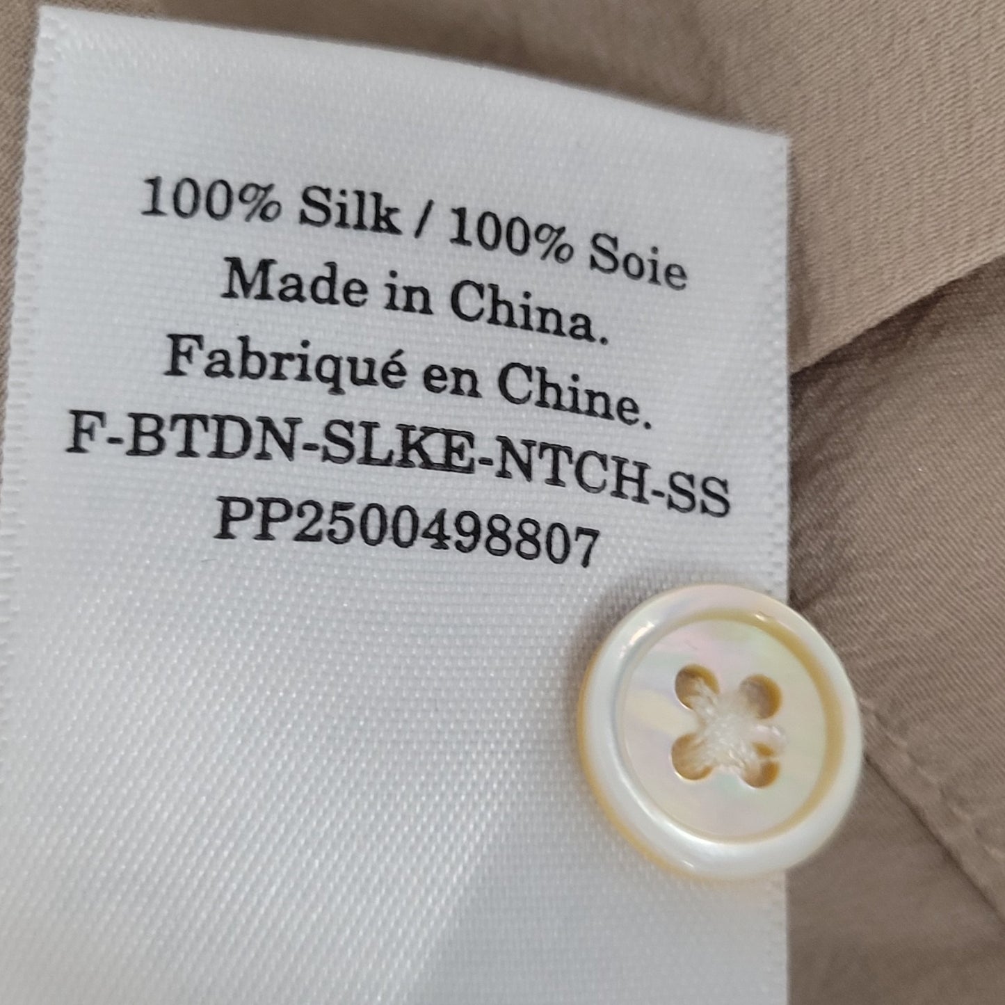 Everlane Beige 100% Silk Buttoned Up Short Sleeve Lightweight Shirt Top Size 6