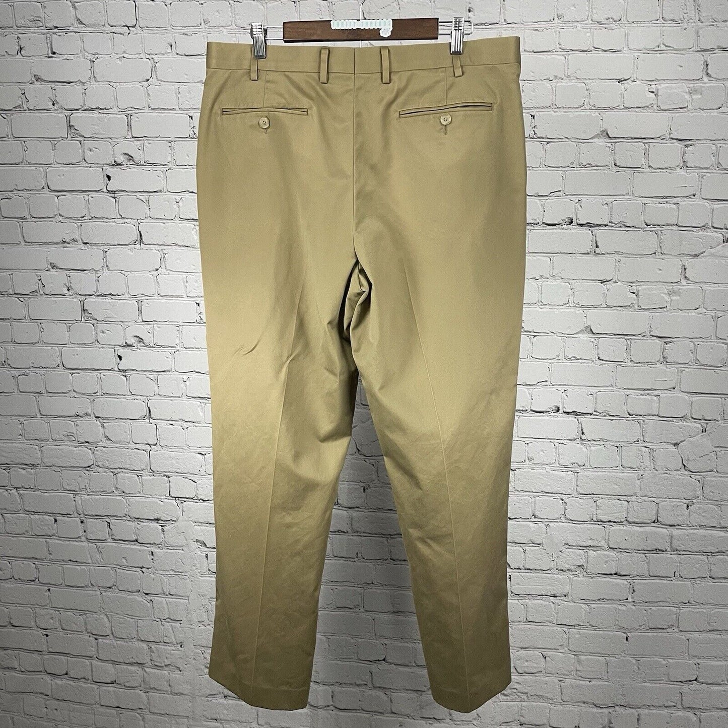 Hart Schaffner Marx Brown Flat Front Tapered Cotton Dress Pants Slacks (36x32)