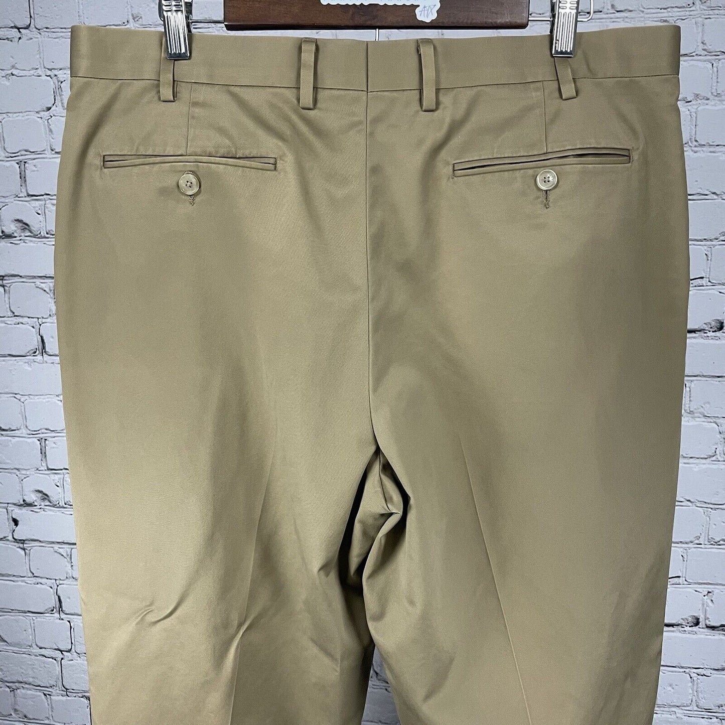 Hart Schaffner Marx Brown Flat Front Tapered Cotton Dress Pants Slacks (36x32)