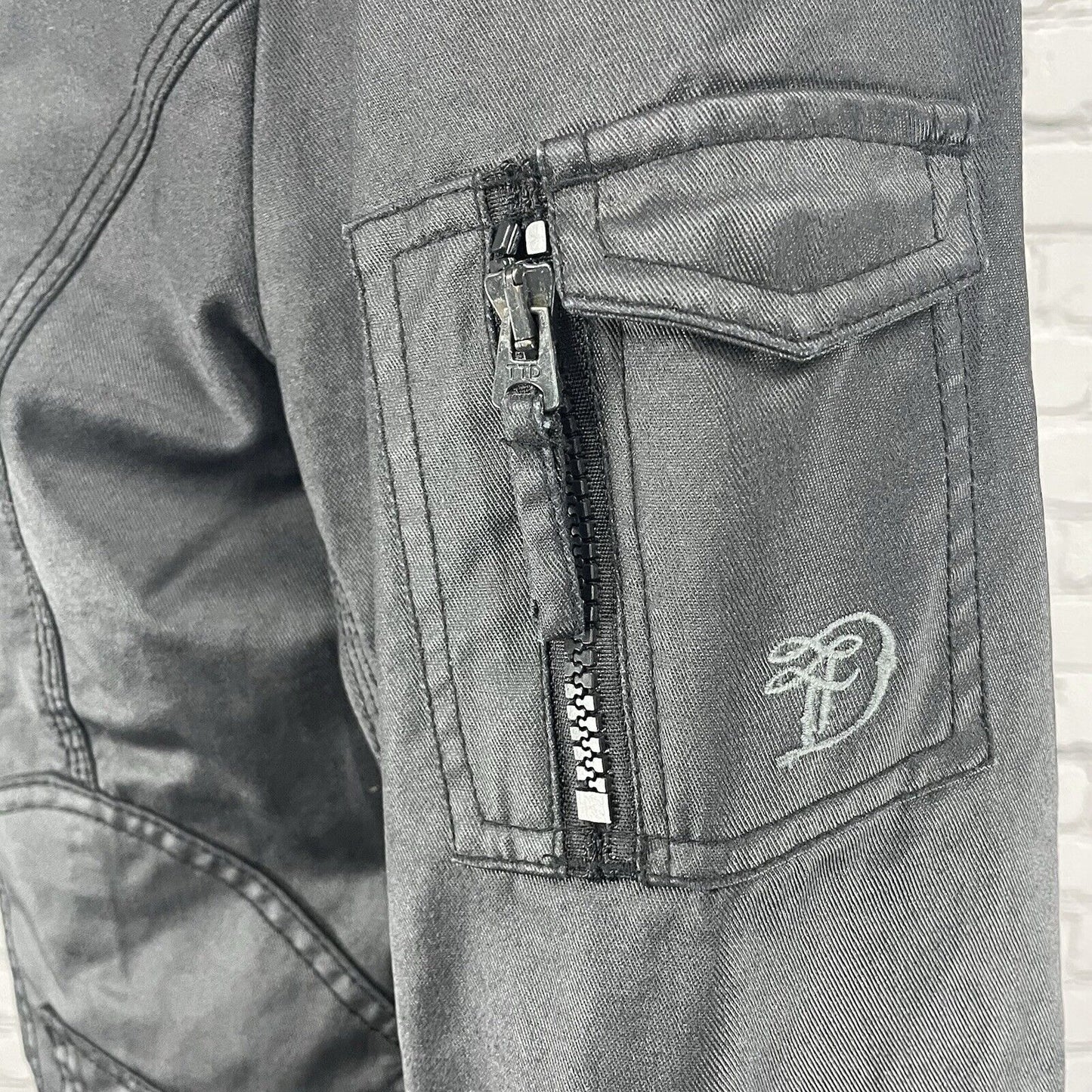 Tom Tailor Denim Black Hamburg 008 Motorcycle Jacket Multi Pocketed Size Medium