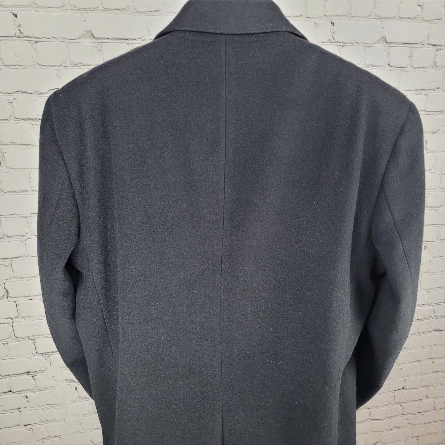 Jos A Bank Black Wool & Cashmere Buttoned Lined Inner Pockets Coat Size 44L