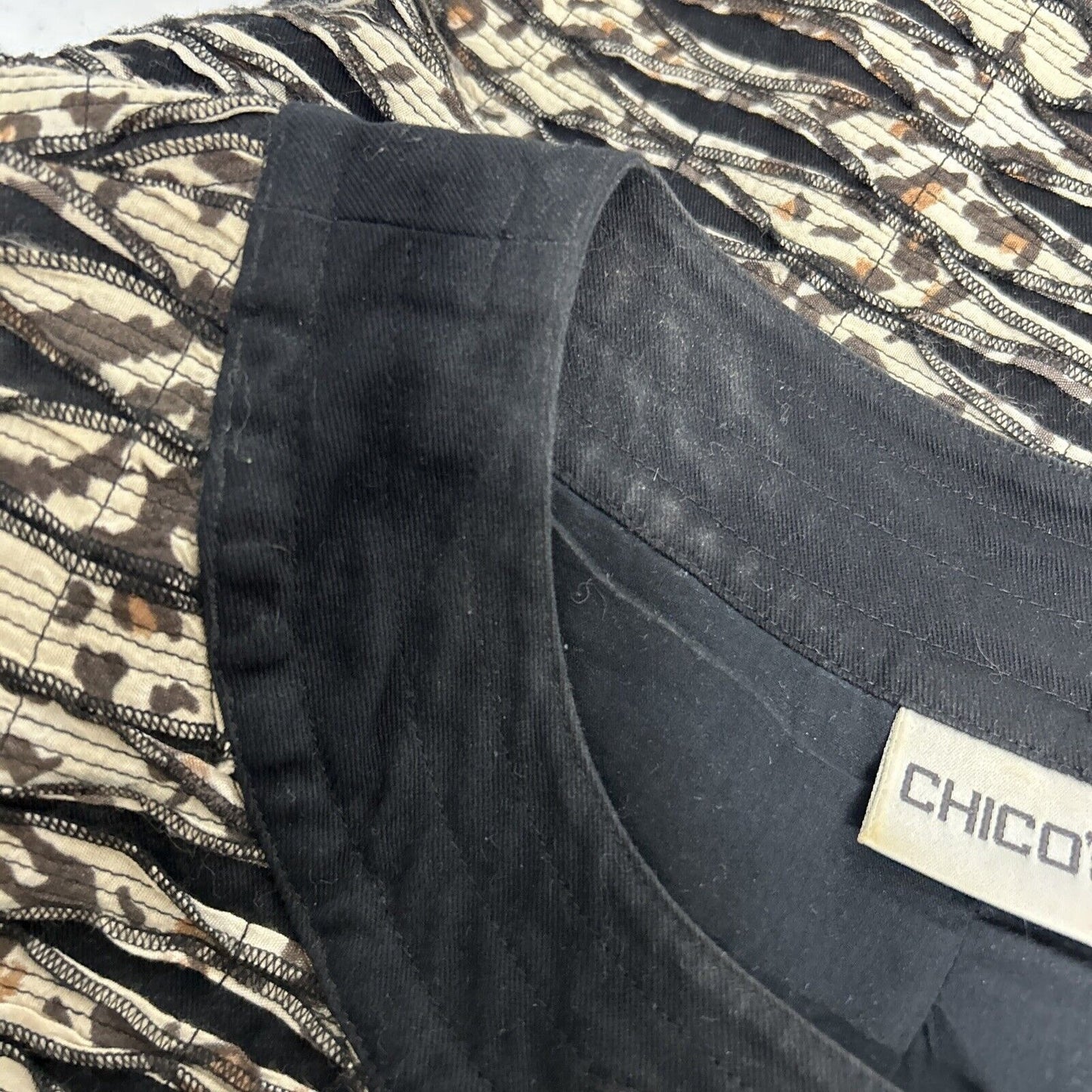 Chico's Button Up Cheetah Print 100% Cotton 3/4 Sleeve Women’s Jacket Size XS