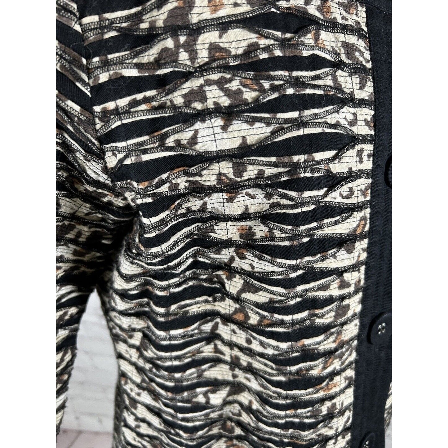 Chico's Button Up Cheetah Print 100% Cotton 3/4 Sleeve Women’s Jacket Size XS