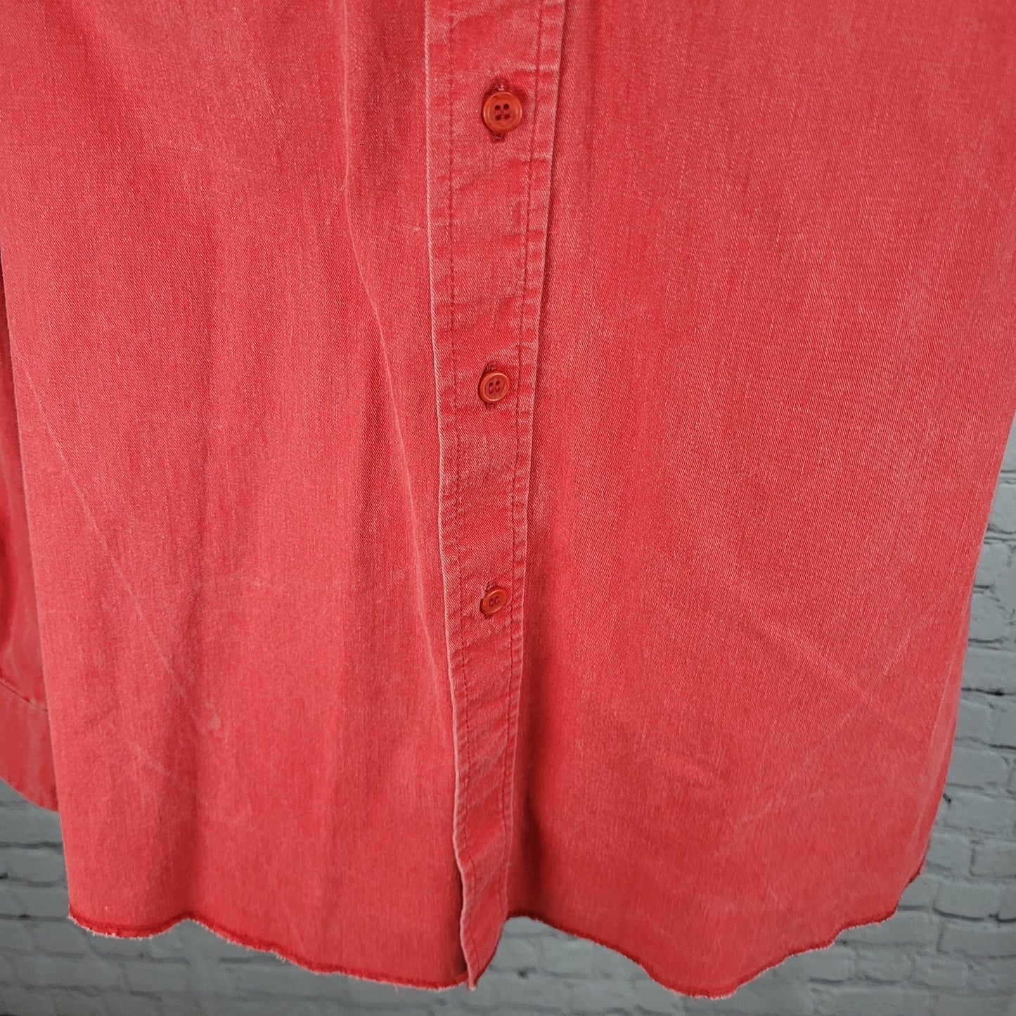 VTG Wrangler Red Cotton Western Button Up Long Sleeve Shirt USA Made Size 16-35