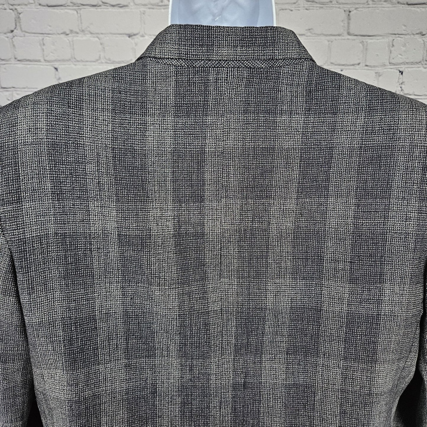 VTG Mark Shale Grey Check Double Breasted Notch Blazer Sport Coat USA 42