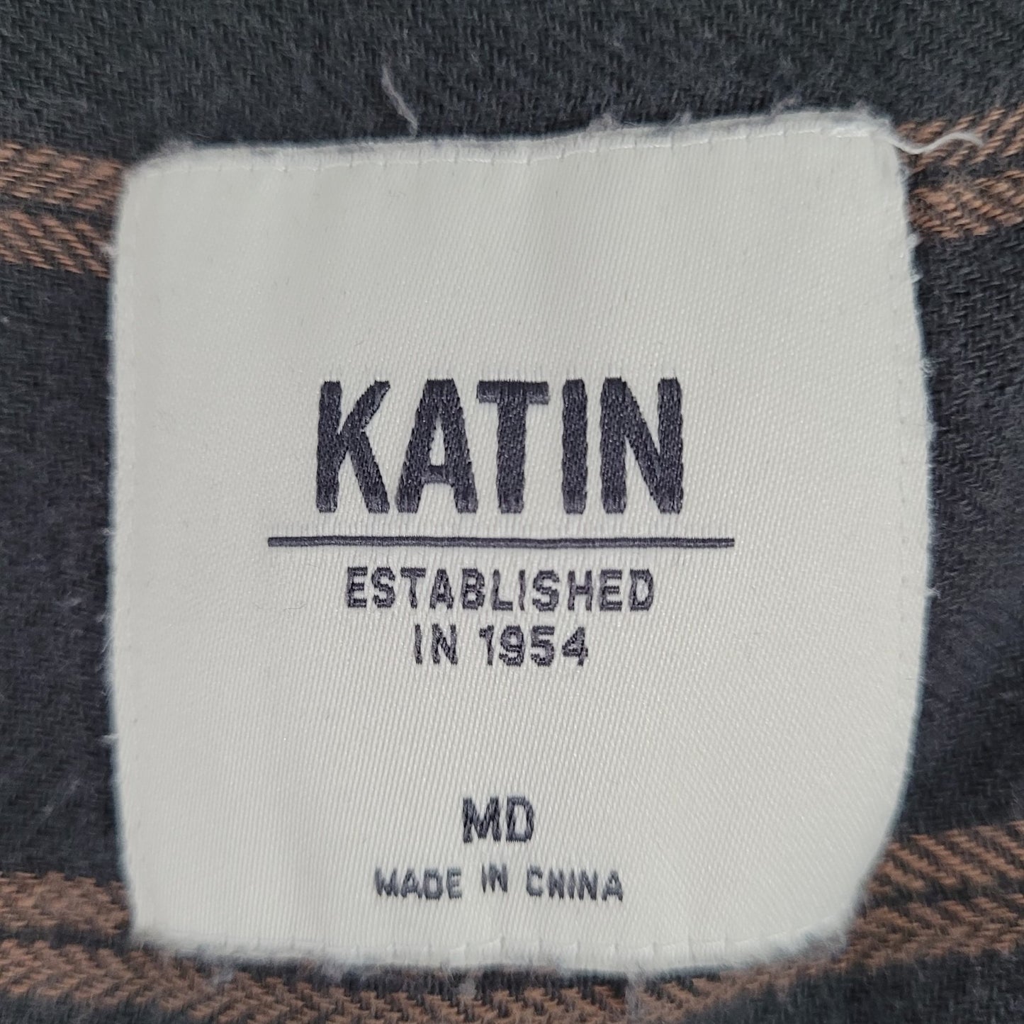 Katin Grey Brown Striped Cotton Linen Blend Button Up Shirt Size MD Medium