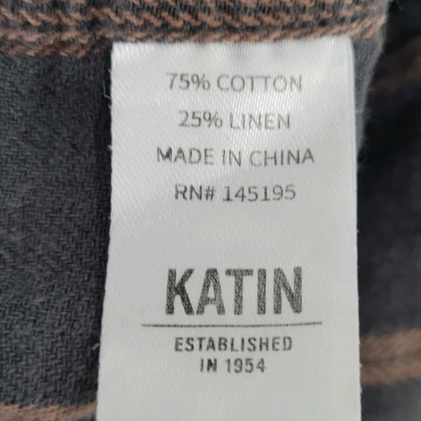 Katin Grey Brown Striped Cotton Linen Blend Button Up Shirt Size MD Medium