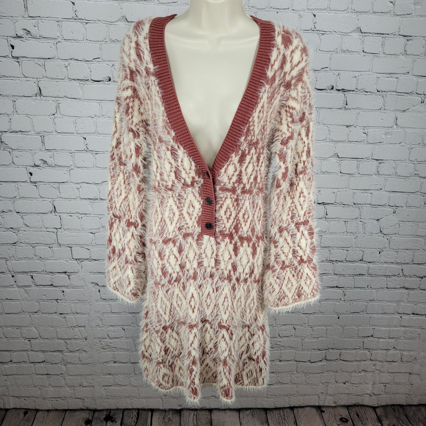 Free People Mulberry Cream Fuzzy Feelings Long Sleeve Soft Sweater Dress Medium