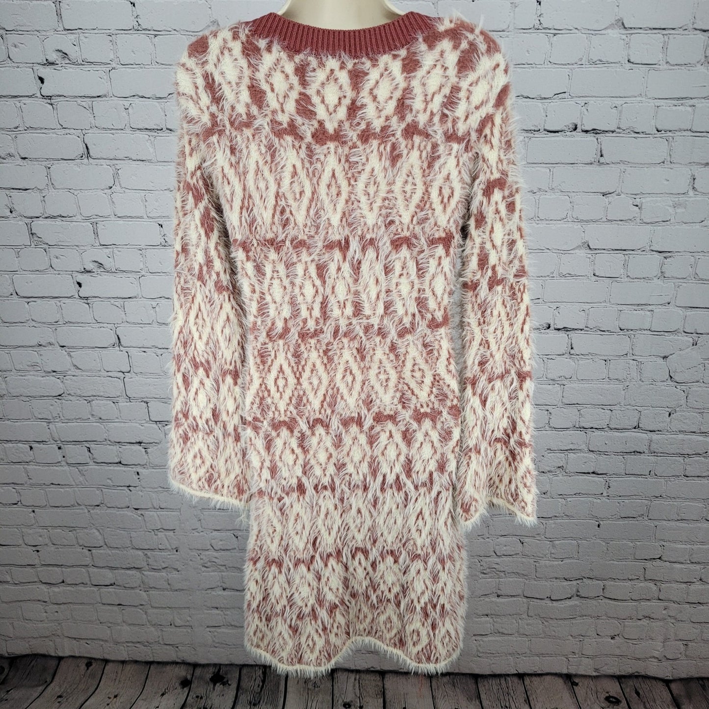 Free People Mulberry Cream Fuzzy Feelings Long Sleeve Soft Sweater Dress Medium
