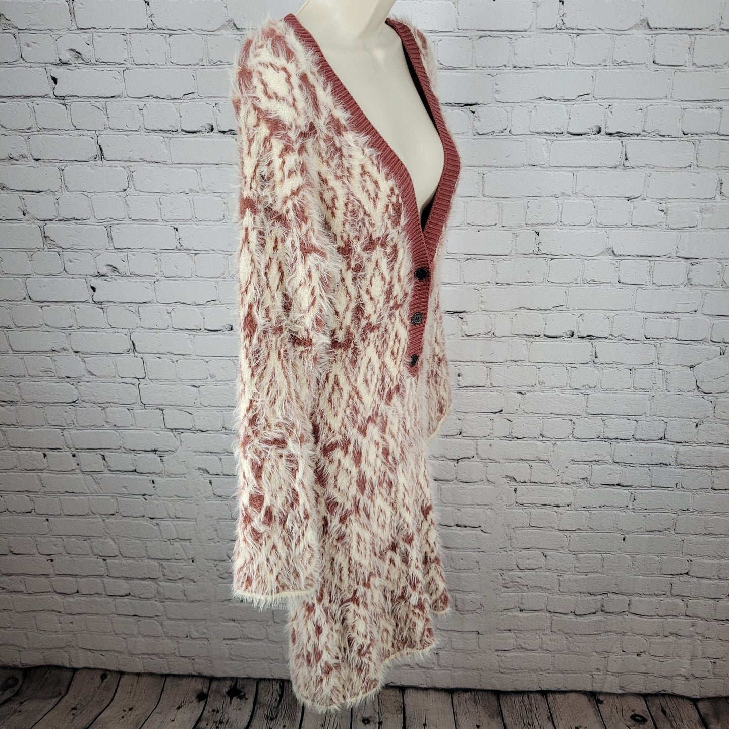 Free People Mulberry Cream Fuzzy Feelings Long Sleeve Soft Sweater Dress Medium