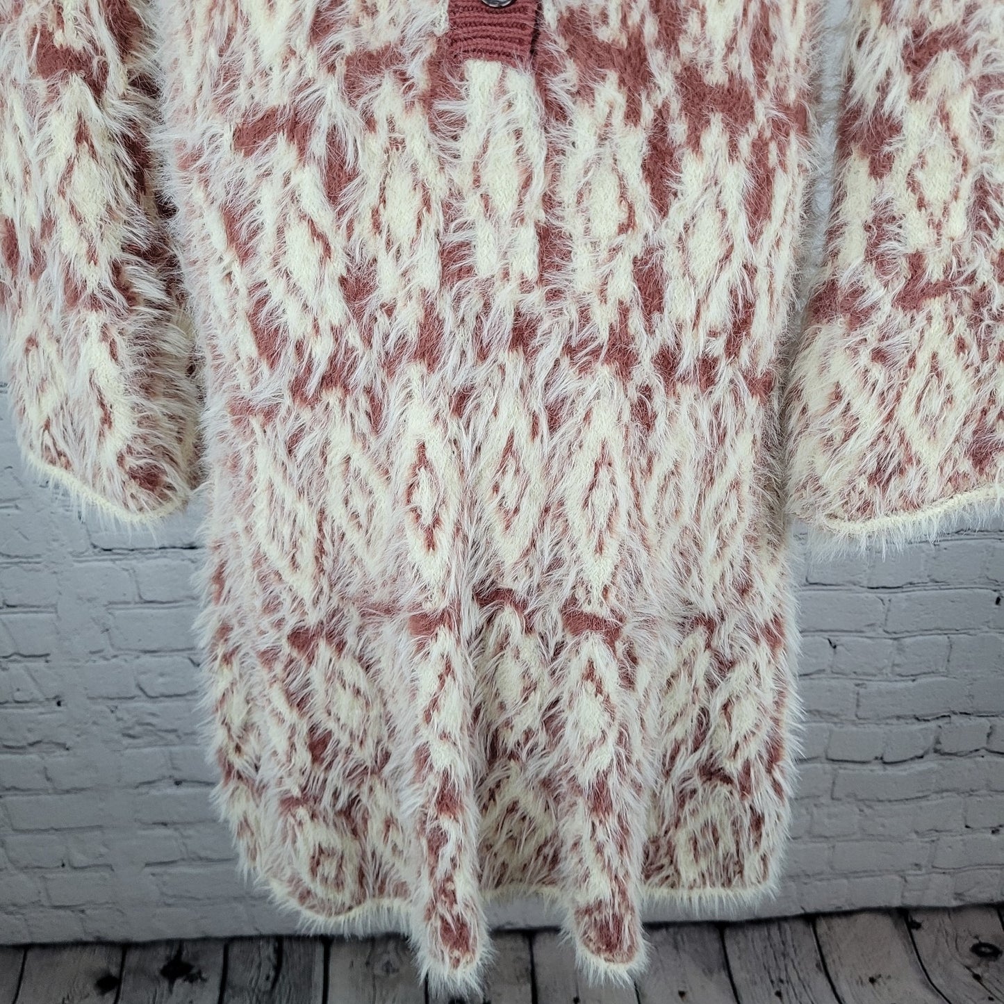Free People Mulberry Cream Fuzzy Feelings Long Sleeve Soft Sweater Dress Medium