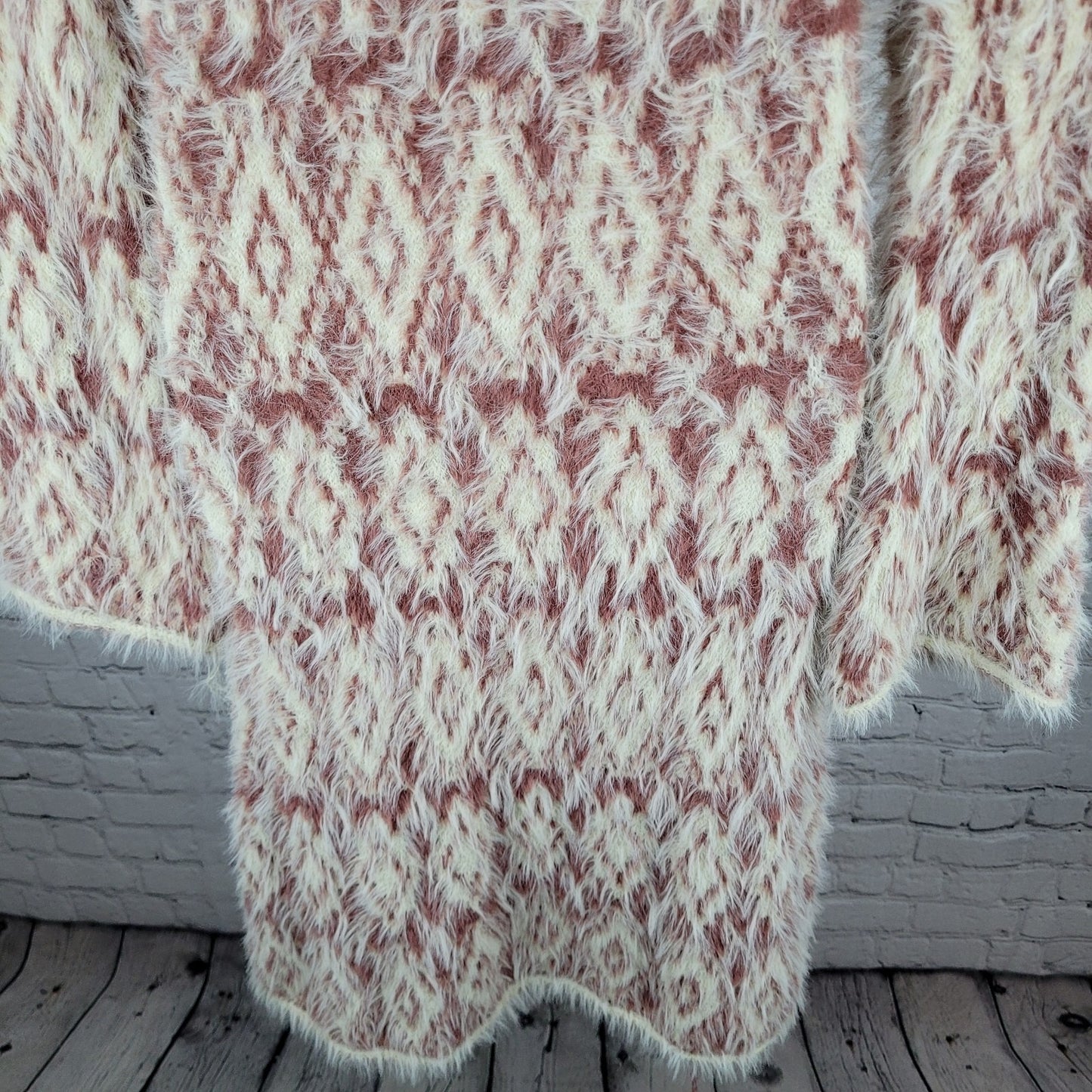 Free People Mulberry Cream Fuzzy Feelings Long Sleeve Soft Sweater Dress Medium