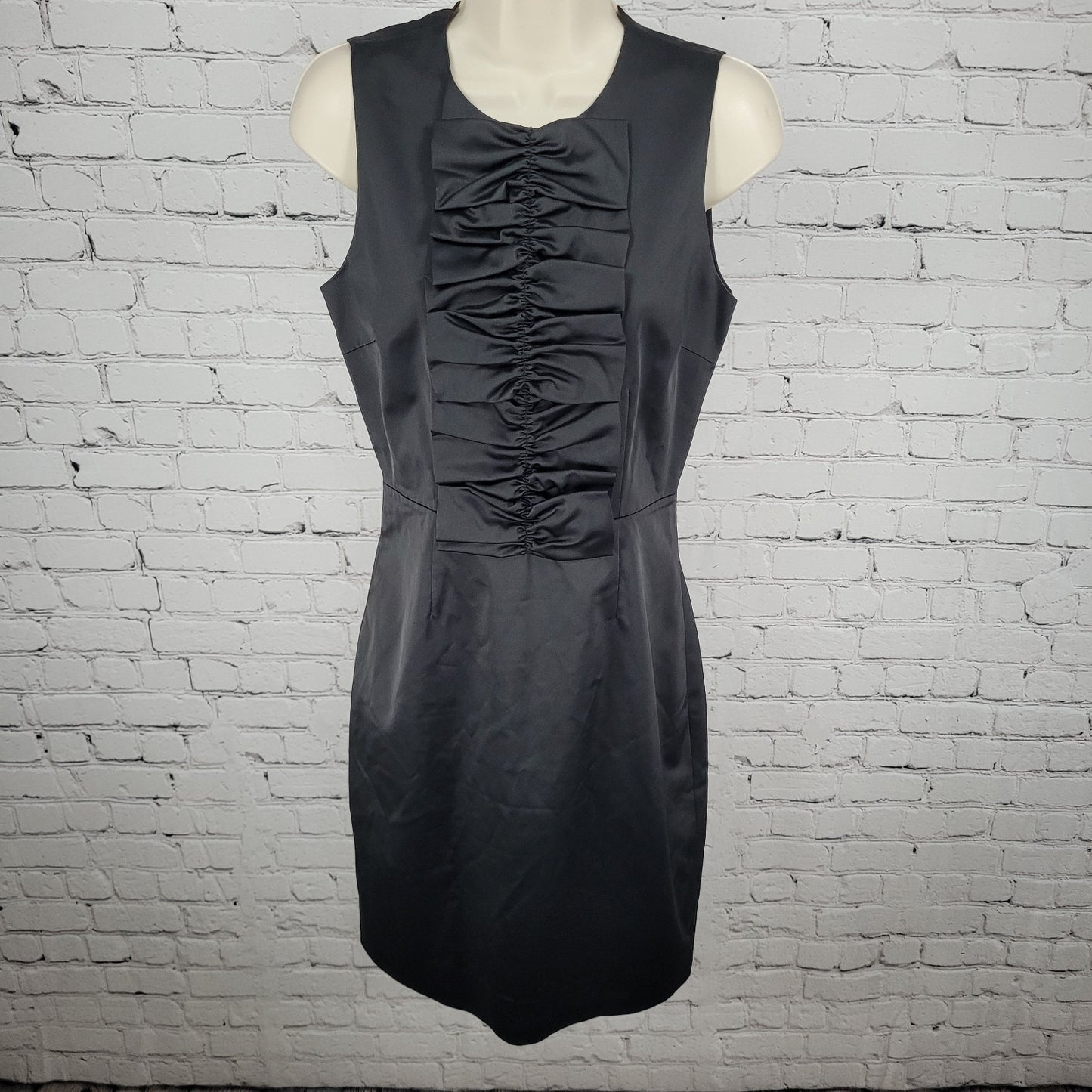 Kate Spade Black Ruched Sleeveless Gold Zipper Lined A Line Short Dress Size 4