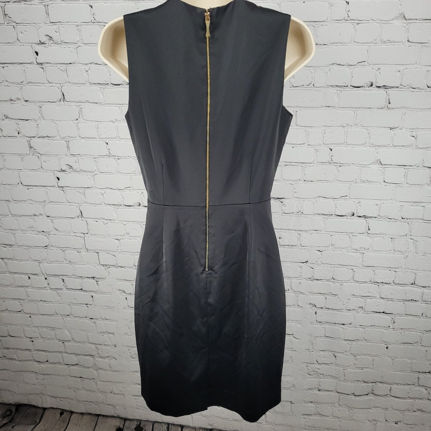Kate Spade Black Ruched Sleeveless Gold Zipper Lined A Line Short Dress Size 4
