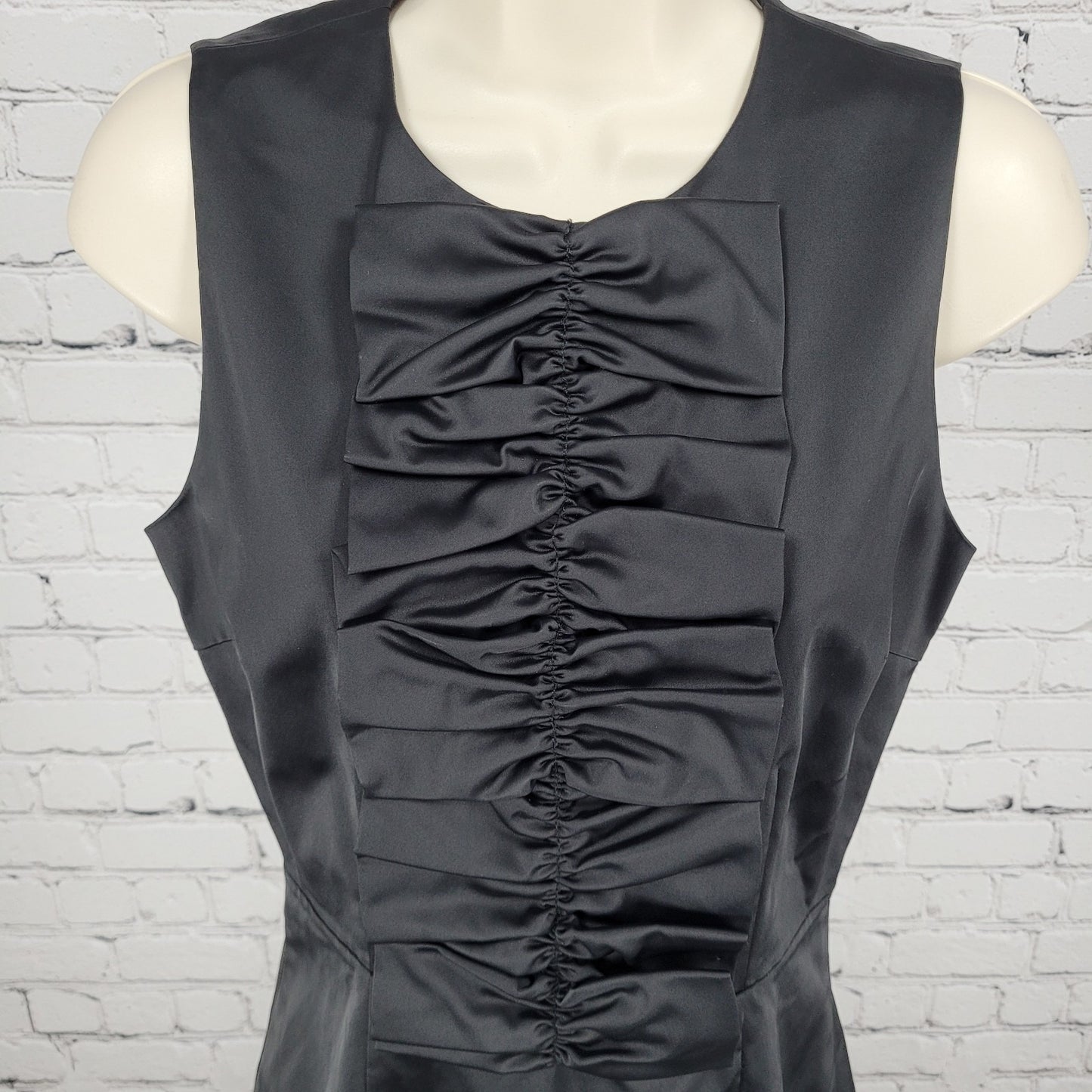 Kate Spade Black Ruched Sleeveless Gold Zipper Lined A Line Short Dress Size 4