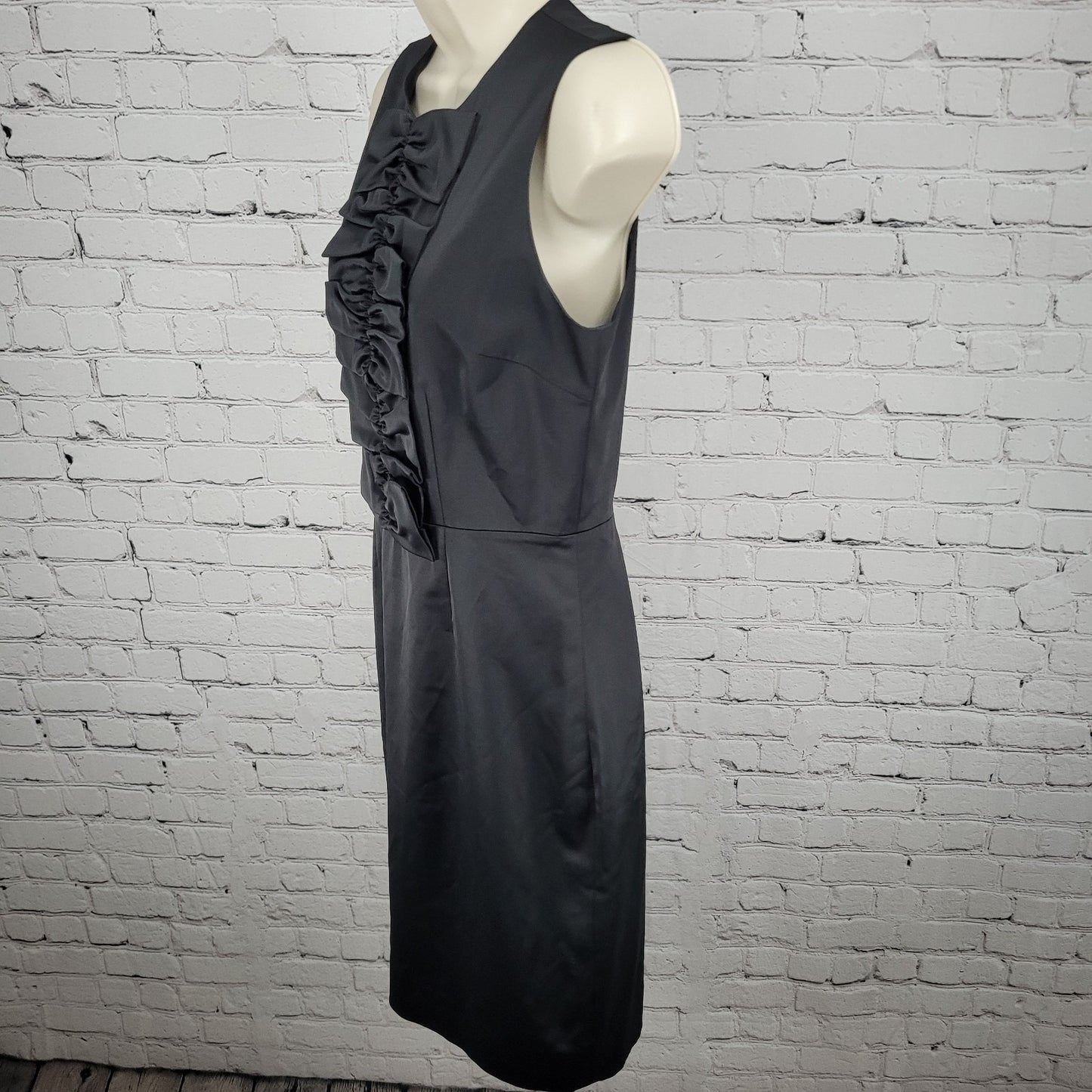 Kate Spade Black Ruched Sleeveless Gold Zipper Lined A Line Short Dress Size 4
