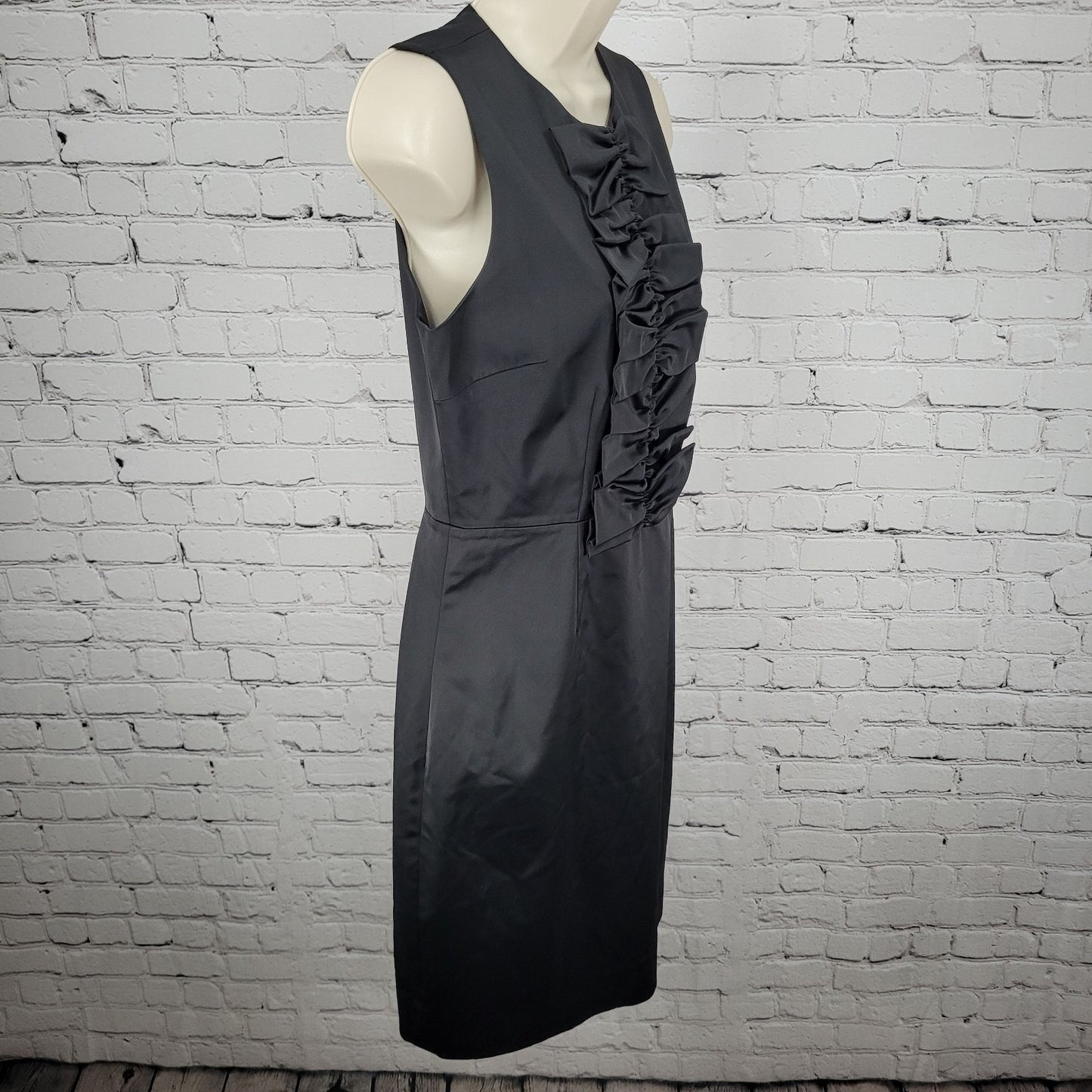 Kate Spade Black Ruched Sleeveless Gold Zipper Lined A Line Short Dress Size 4