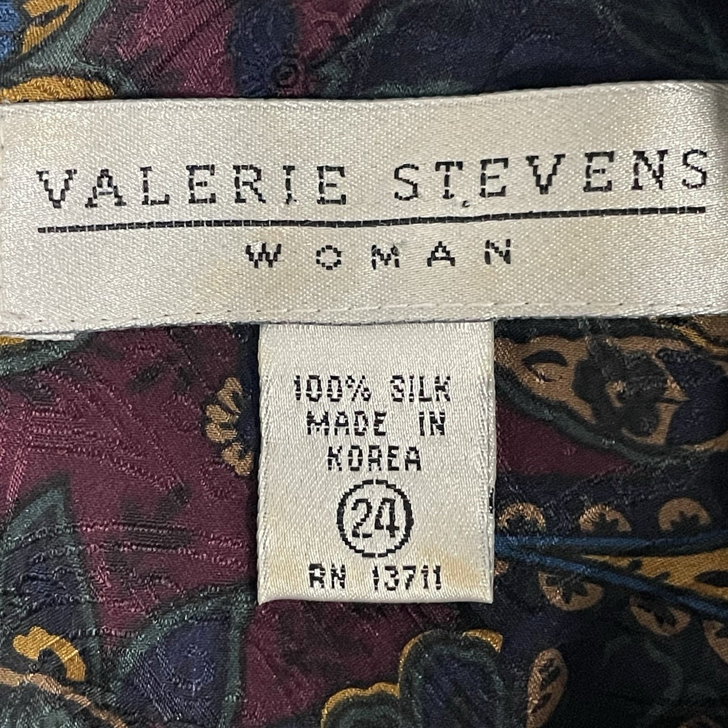 Valerie Stevens Paisley 100% Silk Lightweight Long Sleeve Tunic Blouse Size 24
