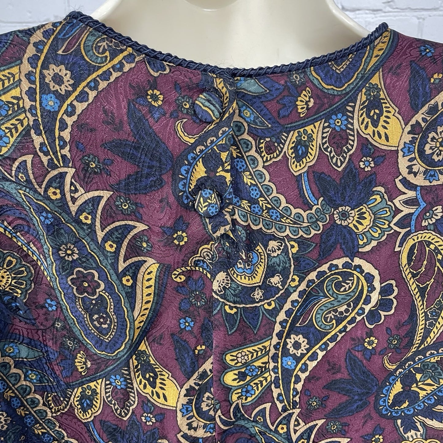 Valerie Stevens Paisley 100% Silk Lightweight Long Sleeve Tunic Blouse Size 24