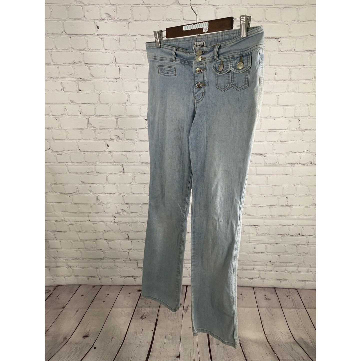 Playboy Light Wash Mid Rise Straight Leg Denim Blue Jeans (31 x 32)