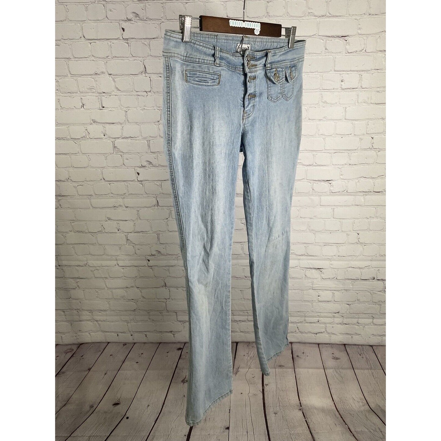 Playboy Light Wash Mid Rise Straight Leg Denim Blue Jeans (31 x 32)