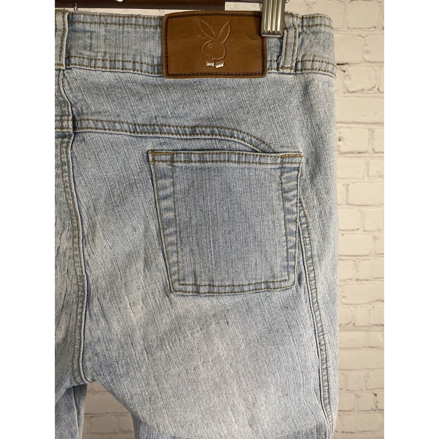 Playboy Light Wash Mid Rise Straight Leg Denim Blue Jeans (31 x 32)