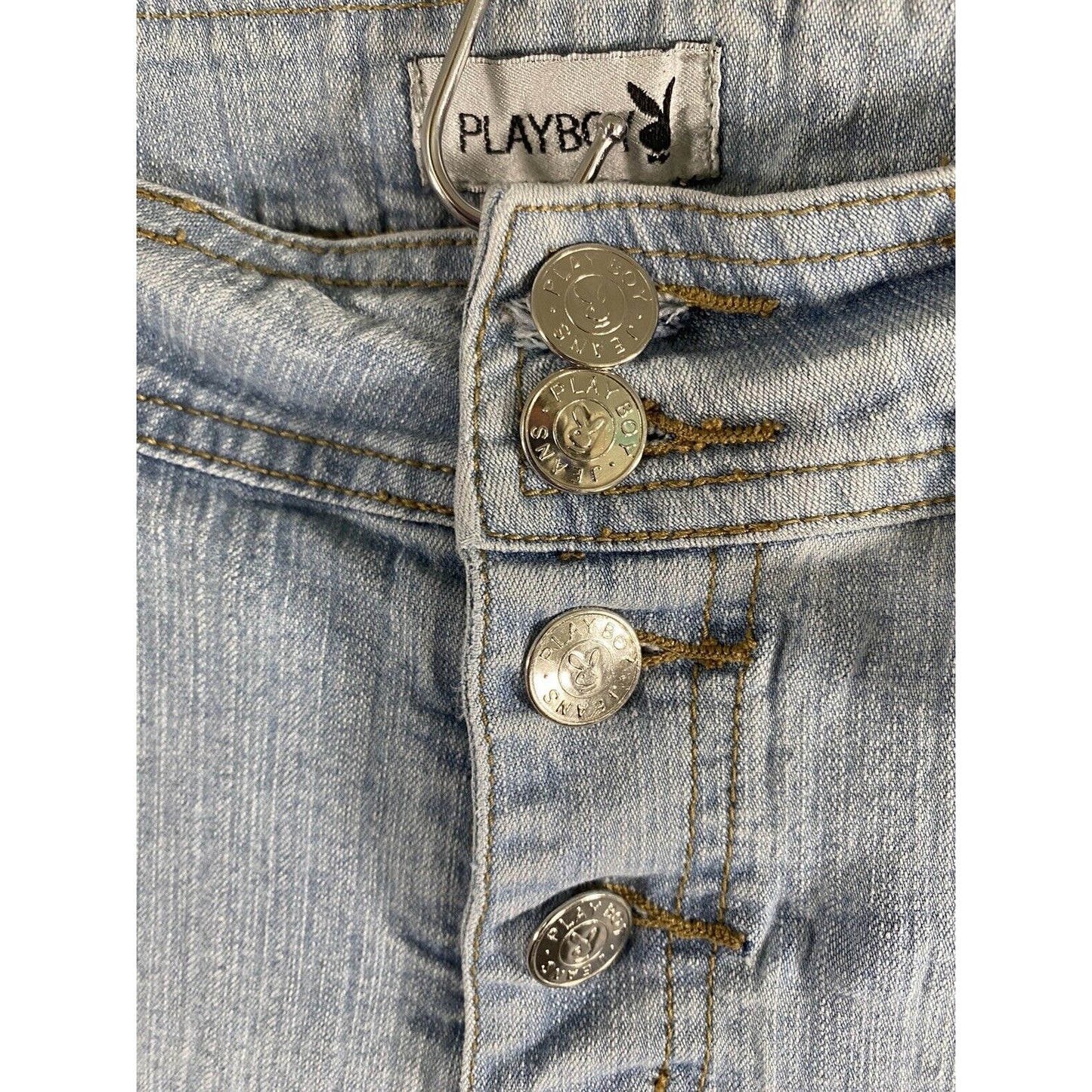Playboy Light Wash Mid Rise Straight Leg Denim Blue Jeans (31 x 32)