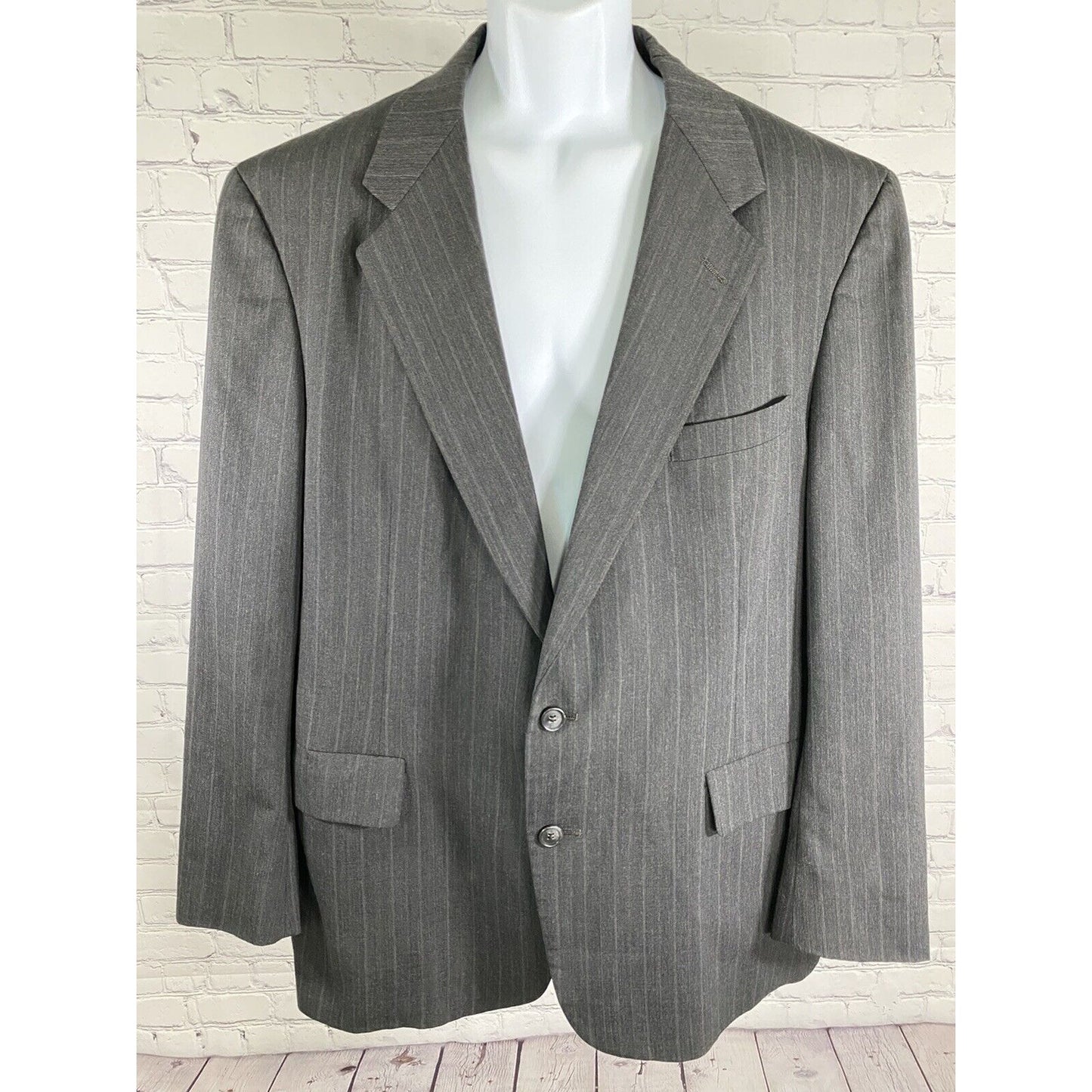 VTG Hunter Haig Dark Gray Striped Two Button Blazer Jacket Sport Coat Men’s 46R