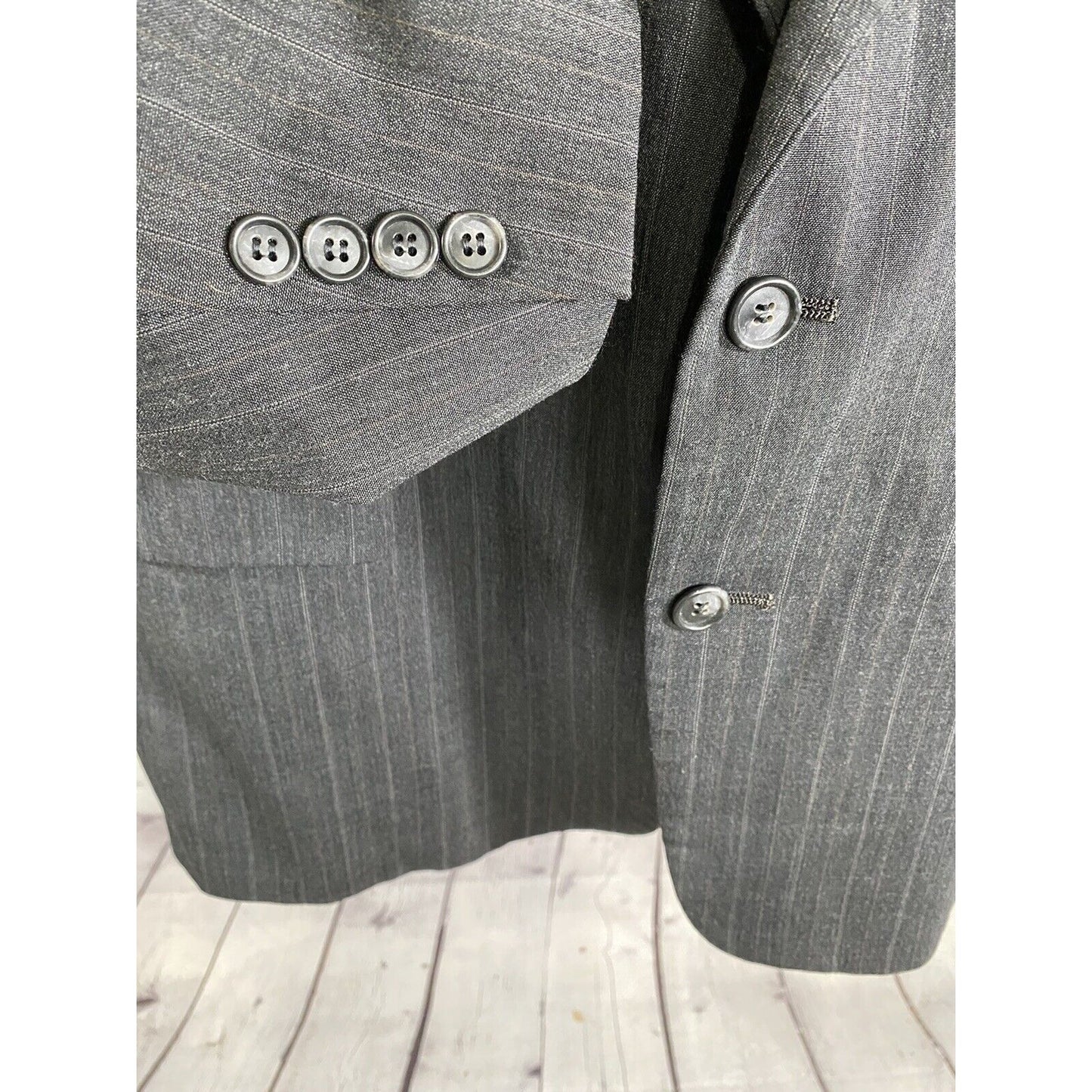 VTG Hunter Haig Dark Gray Striped Two Button Blazer Jacket Sport Coat Men’s 46R