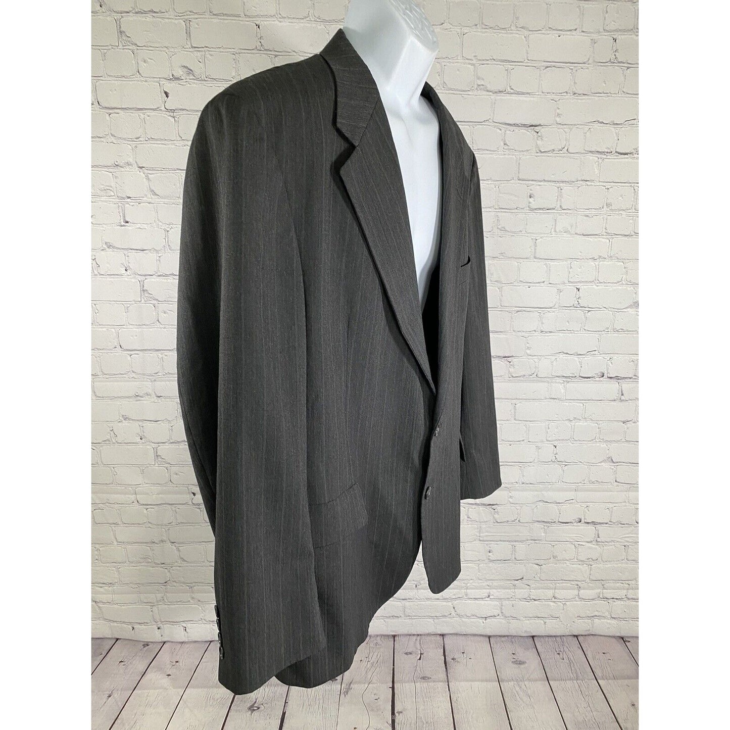 VTG Hunter Haig Dark Gray Striped Two Button Blazer Jacket Sport Coat Men’s 46R