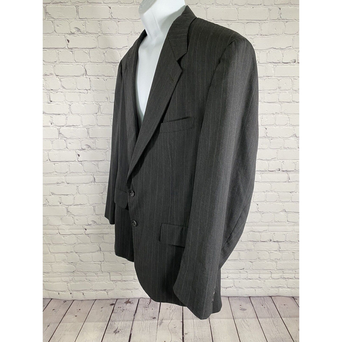 VTG Hunter Haig Dark Gray Striped Two Button Blazer Jacket Sport Coat Men’s 46R