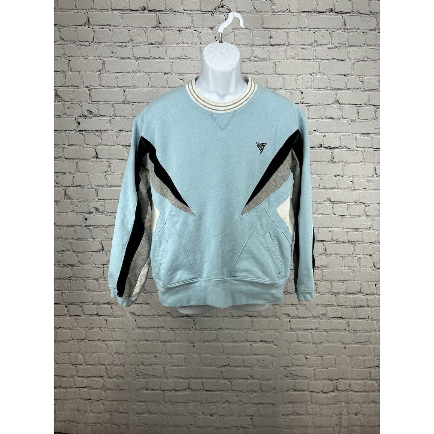 Hypland Blue Black Pullover Colorblock Sweatshirt Pockets Men’s L