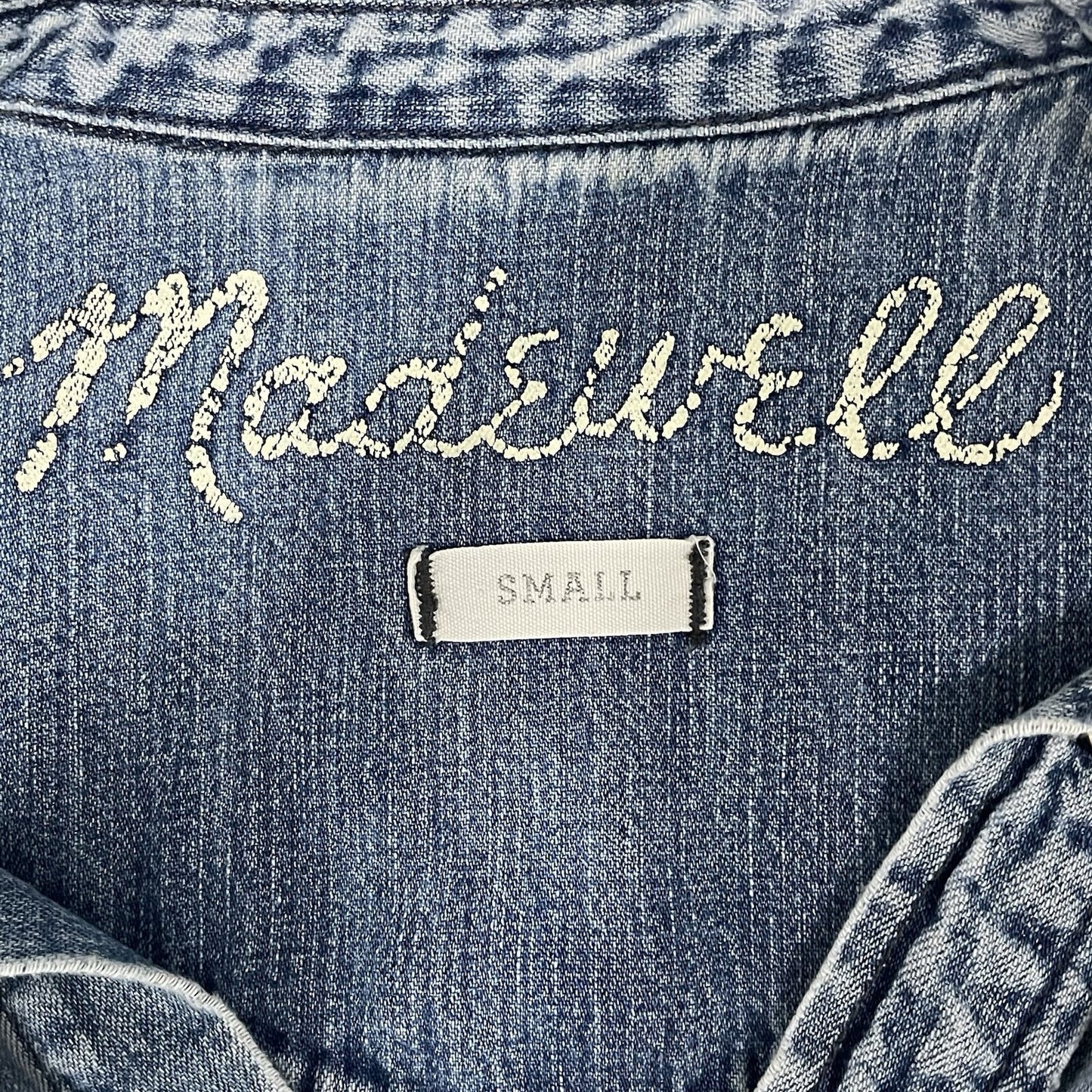 Madewell Blue Cotton Chambray Pearl Snap Western Long Sleeve Shirt Size Small S