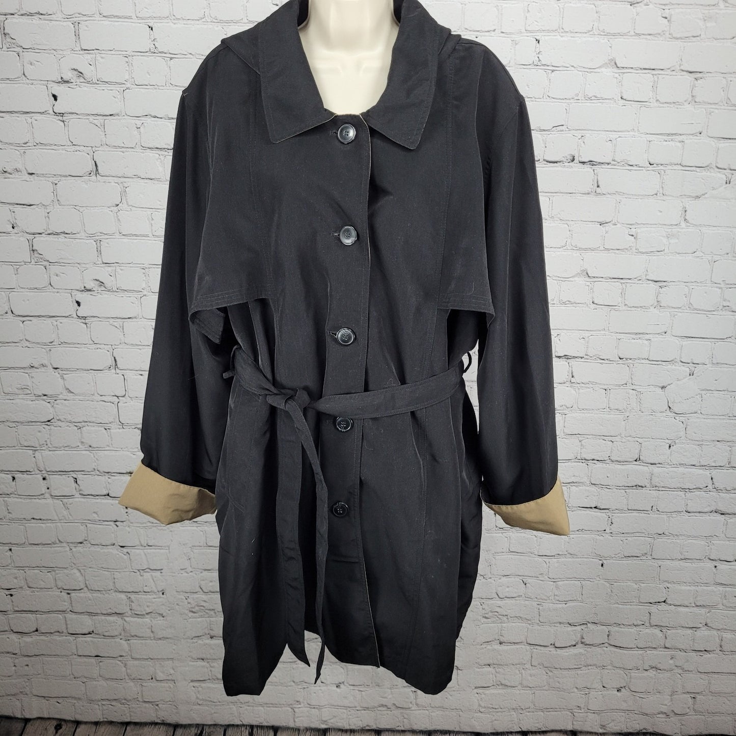 Misty Harbor Black Buttoned Removable Body Warmer Liner Hooded Jacket Size 3X