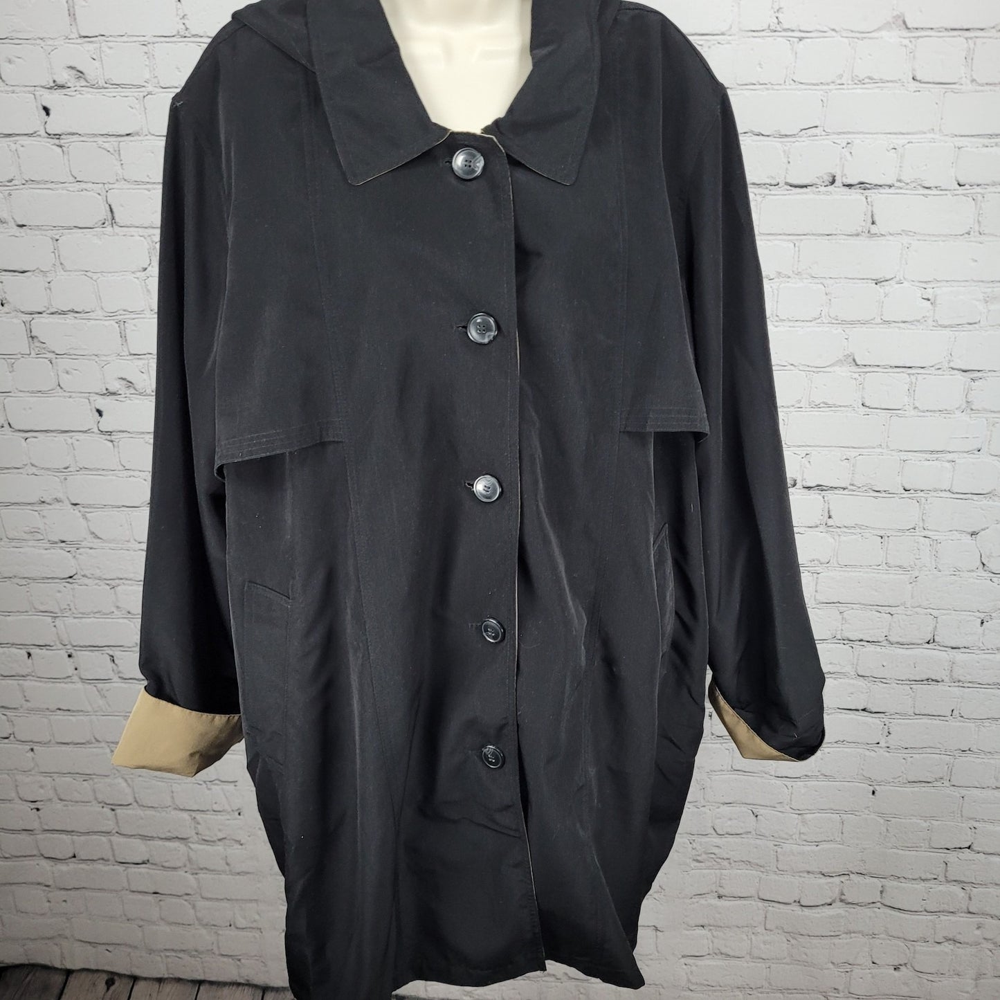Misty Harbor Black Buttoned Removable Body Warmer Liner Hooded Jacket Size 3X