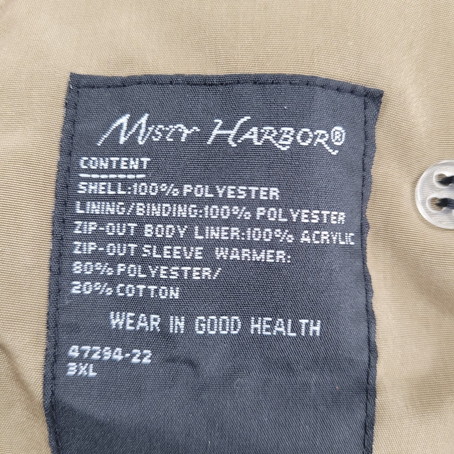 Misty Harbor Black Buttoned Removable Body Warmer Liner Hooded Jacket Size 3X