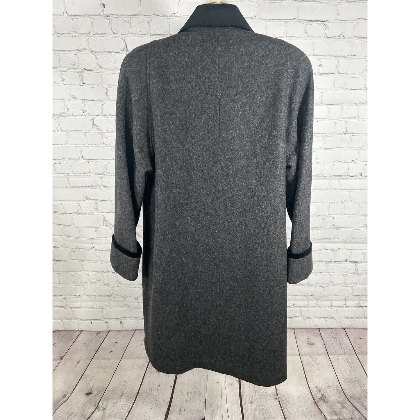 VTG Jofeld De Ball Gray Wool Blend Velvet Collar Water Repellent Overcoat Medium