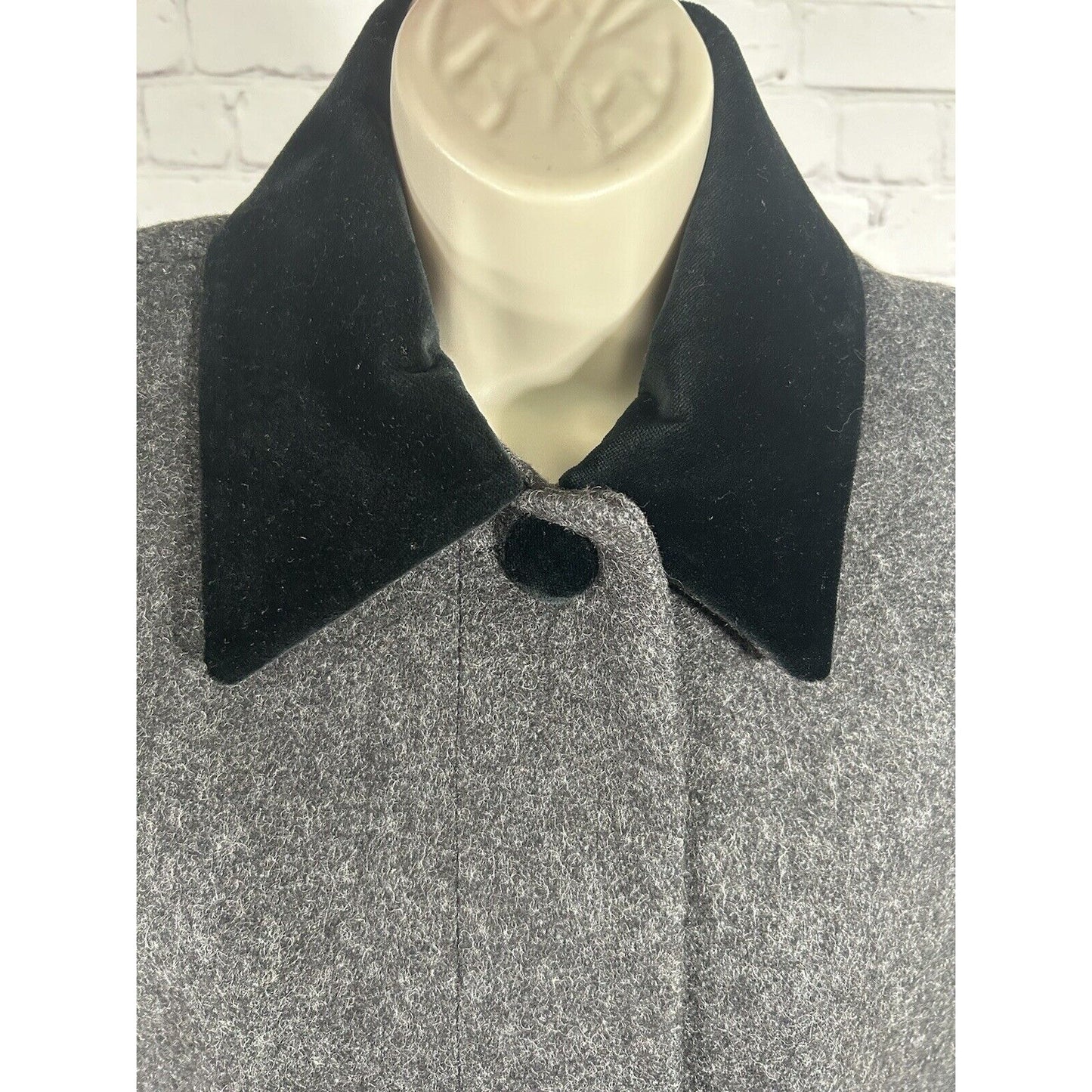VTG Jofeld De Ball Gray Wool Blend Velvet Collar Water Repellent Overcoat Medium