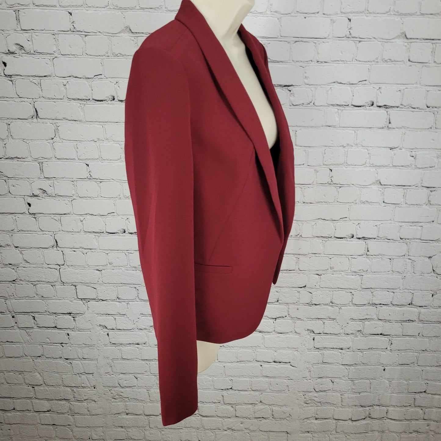 Loft Ann Taylor Deep Red Lightweight Open Shawl Lapel Blazer Jacket Size 2