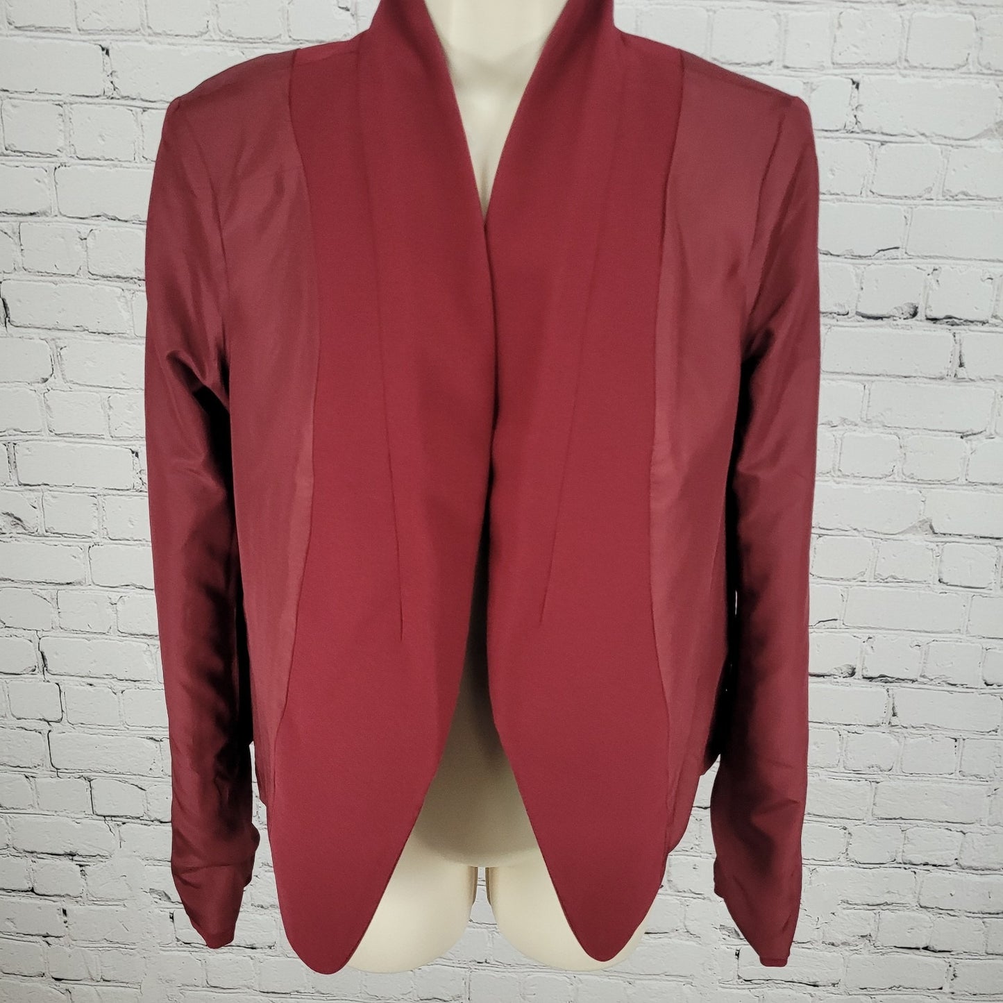 Loft Ann Taylor Deep Red Lightweight Open Shawl Lapel Blazer Jacket Size 2