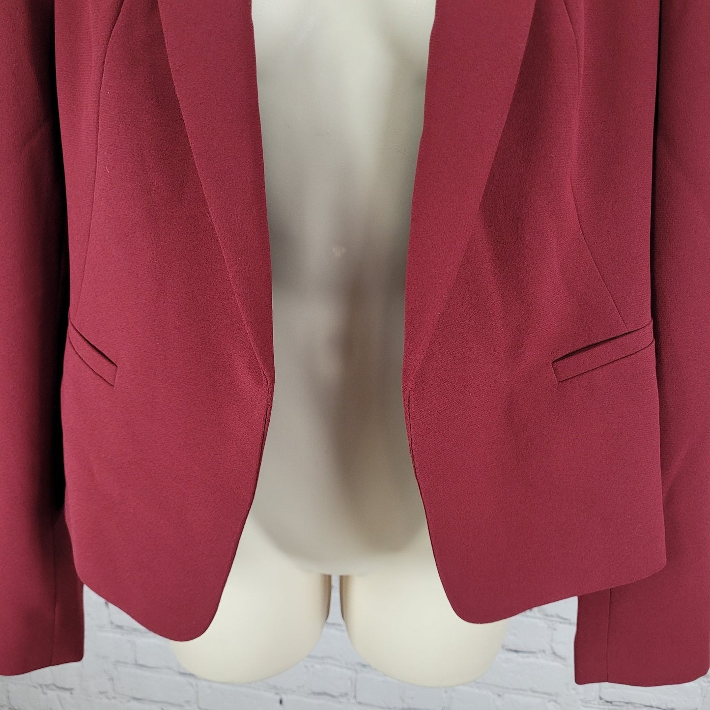 Loft Ann Taylor Deep Red Lightweight Open Shawl Lapel Blazer Jacket Size 2