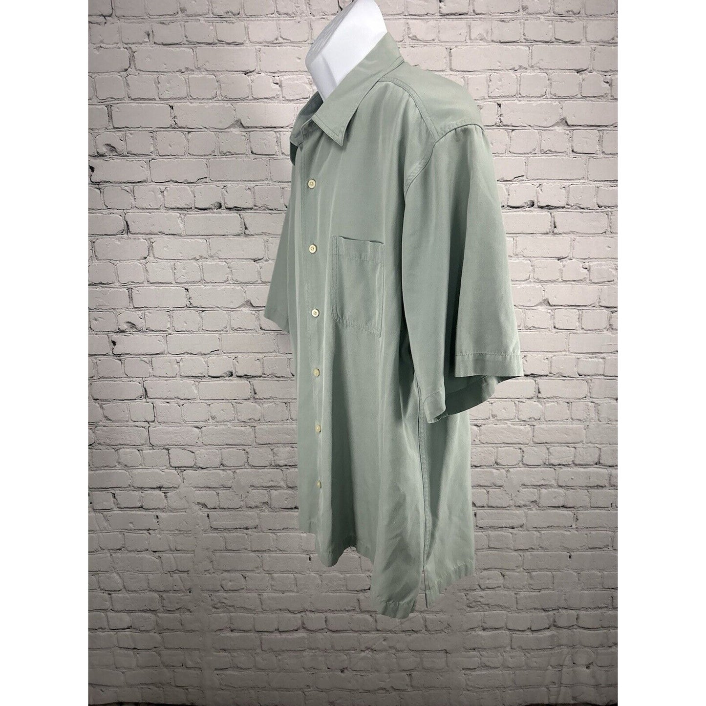 Scott Barber Silk/Cotton Blend Blue Short Sleeve Casual Button Up Shirt Men’s XL
